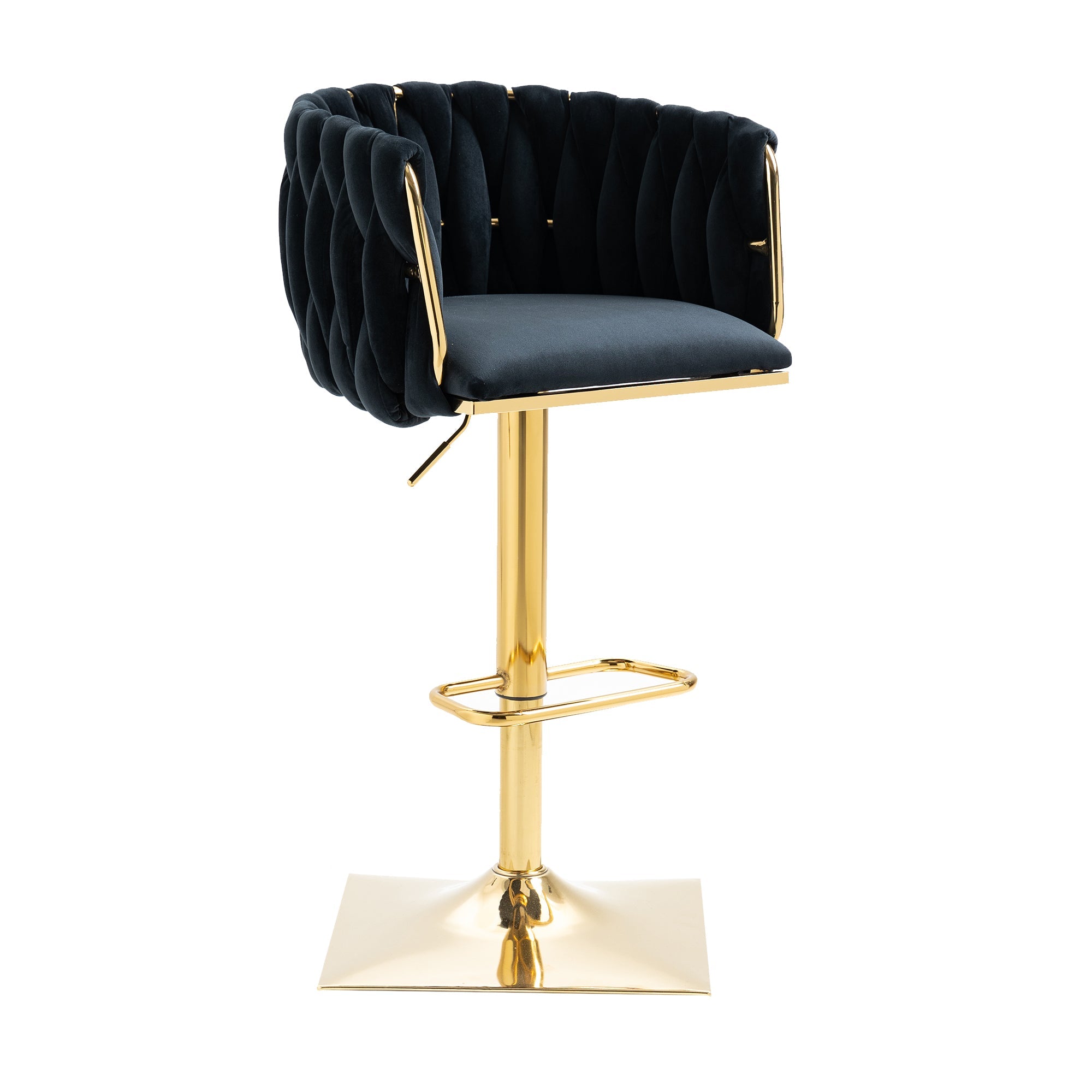 Logidon Vintage Bar Stool Velvet Black Adjustable Height Rotatable