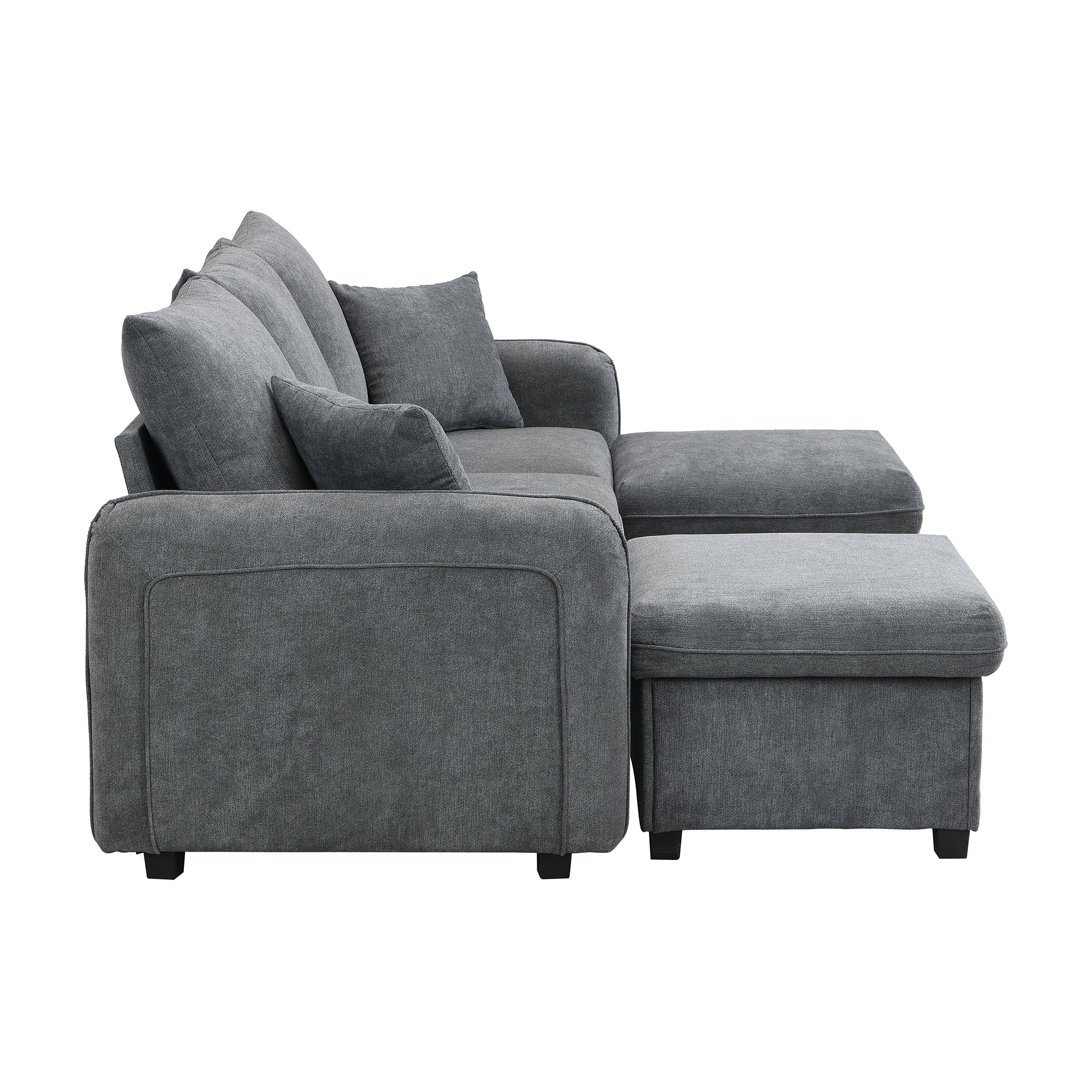 Logidon hoekbank U-vorm 3-zits grijs chenille en slaapfunctie