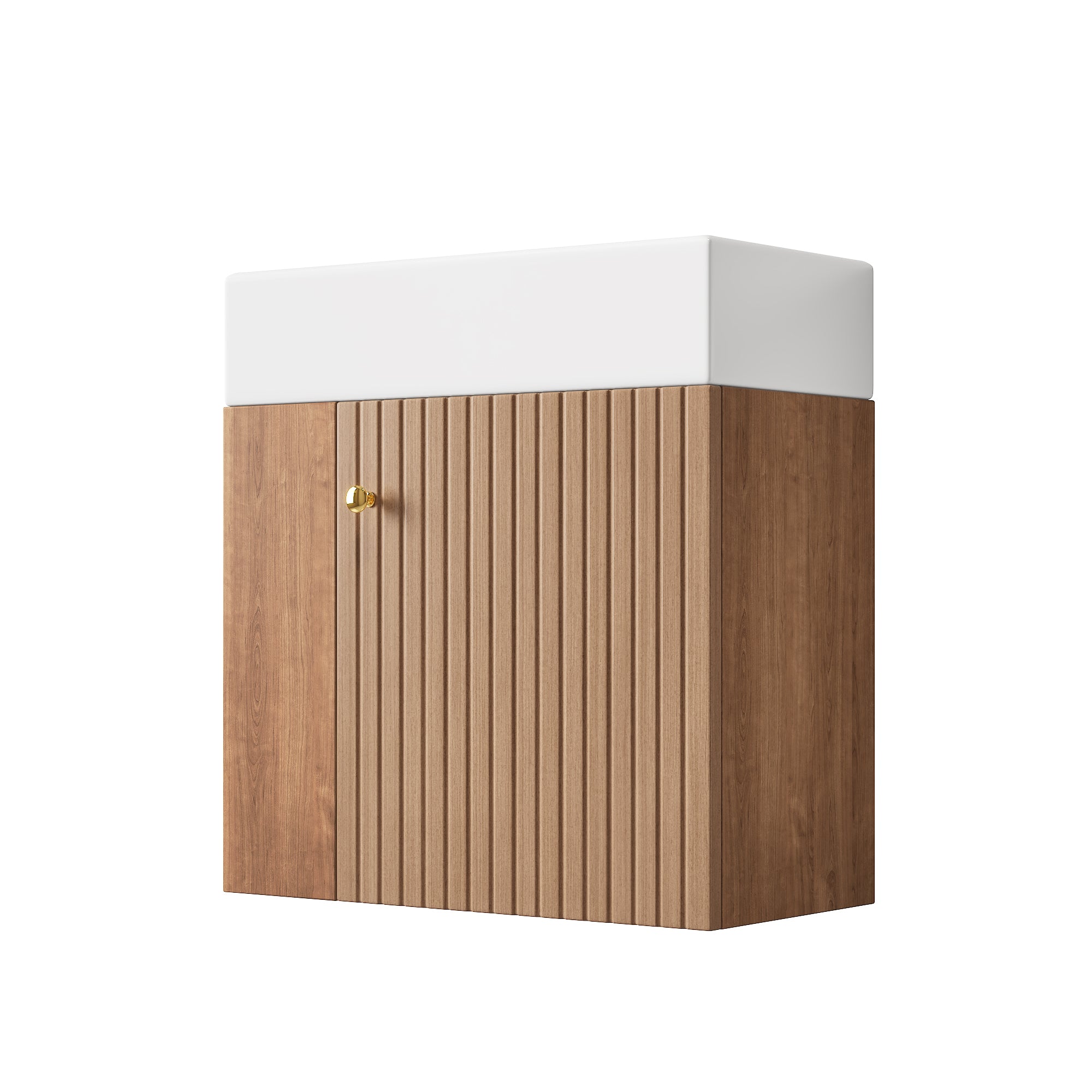 Logidon Badkamermeubel 55 cm met hangende onderkast bruin