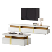 Logidon TV wandkastenset wit goud strepen multifunctioneel
