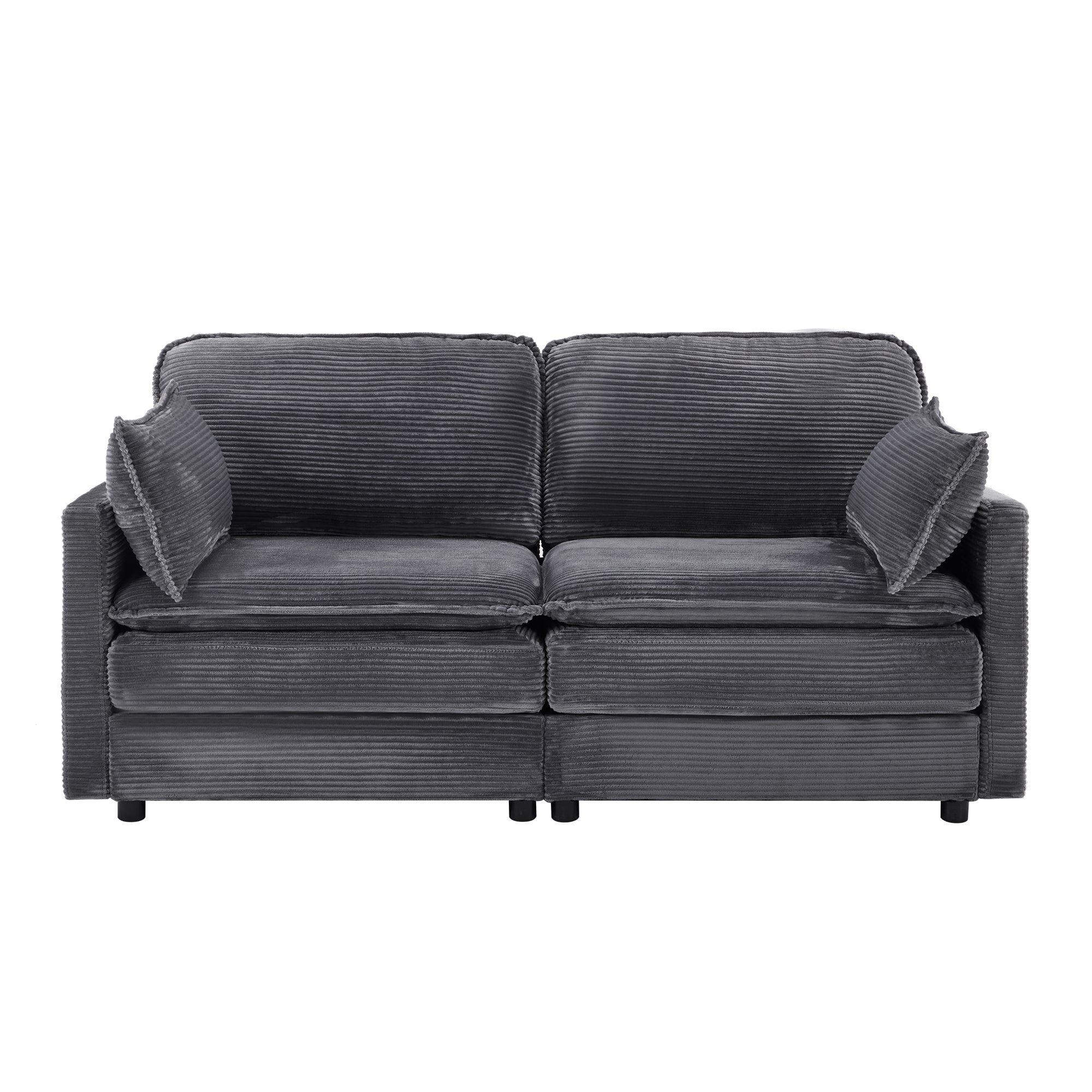 Logidon 2-zitsbank Grijs Modern Minimalistisch Houten Frame