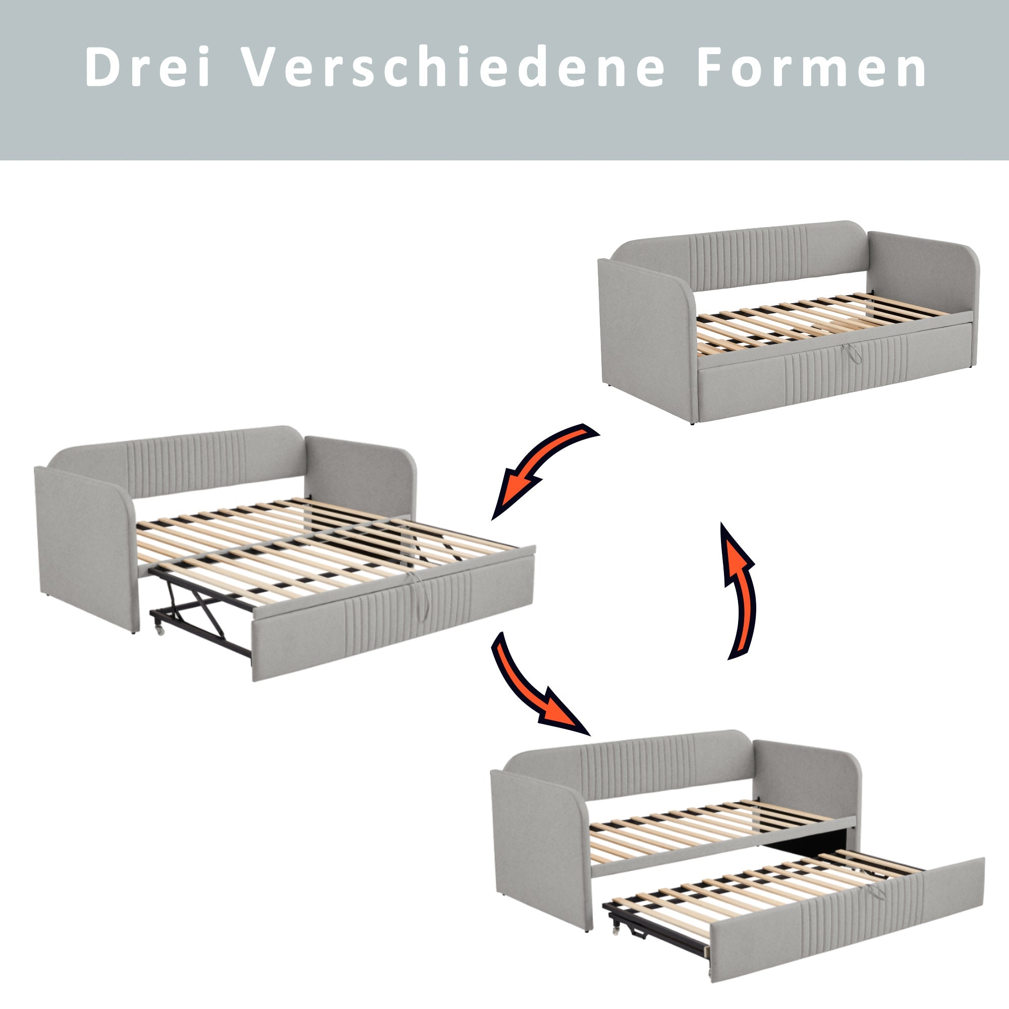Logidon gestoffeerd bed slaapbank 90/180x190 cm lichtgrijs