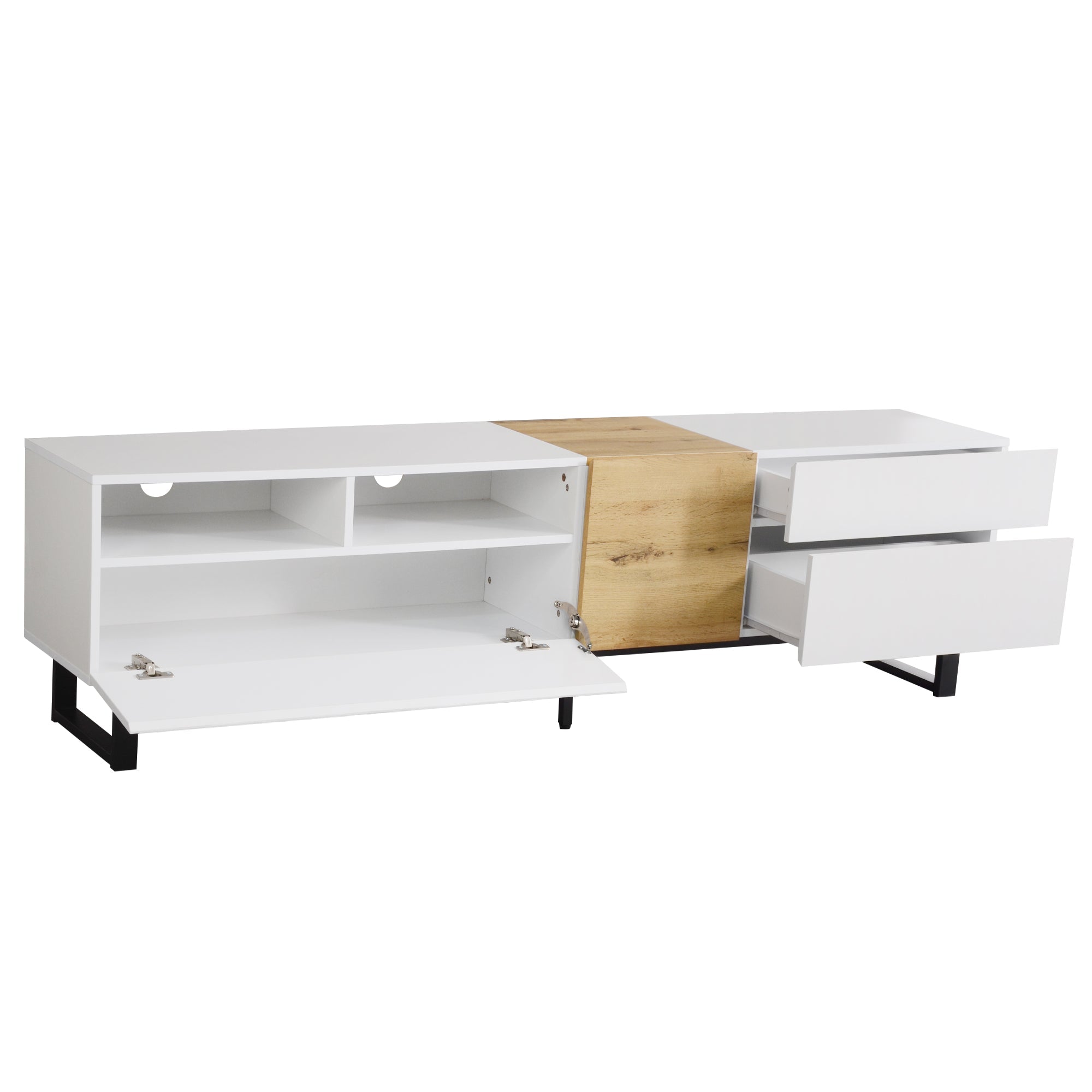 Logidon Modern TV cabinet white wood look 180x50x38 cm