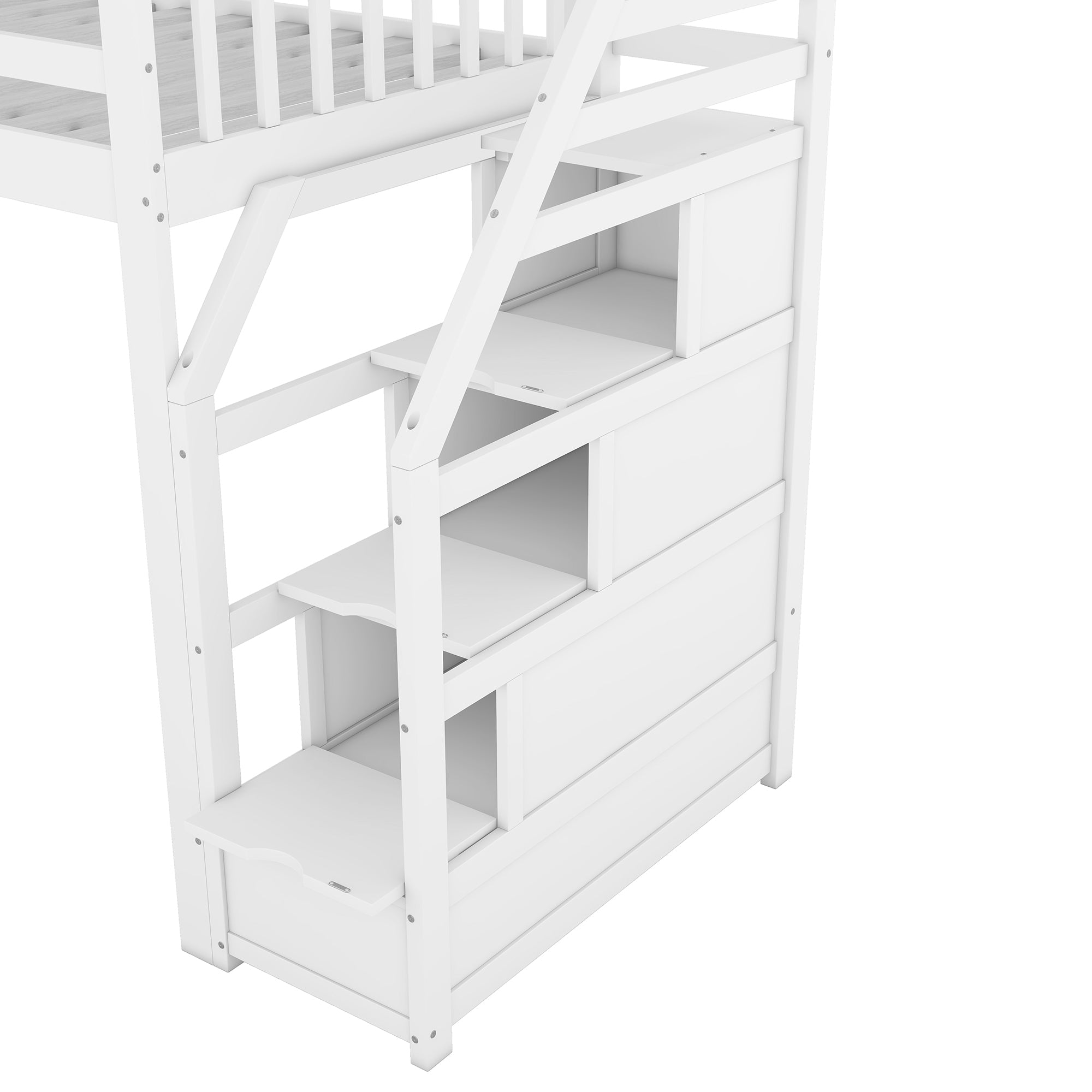 Logidon hoogslaper 90x200 cm met glijbaan en opbergladder wit EN747