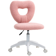 Logidon Roze Teddy Fleece Bureaustoel Hart Rugleuning in hoogte verstelbaar
