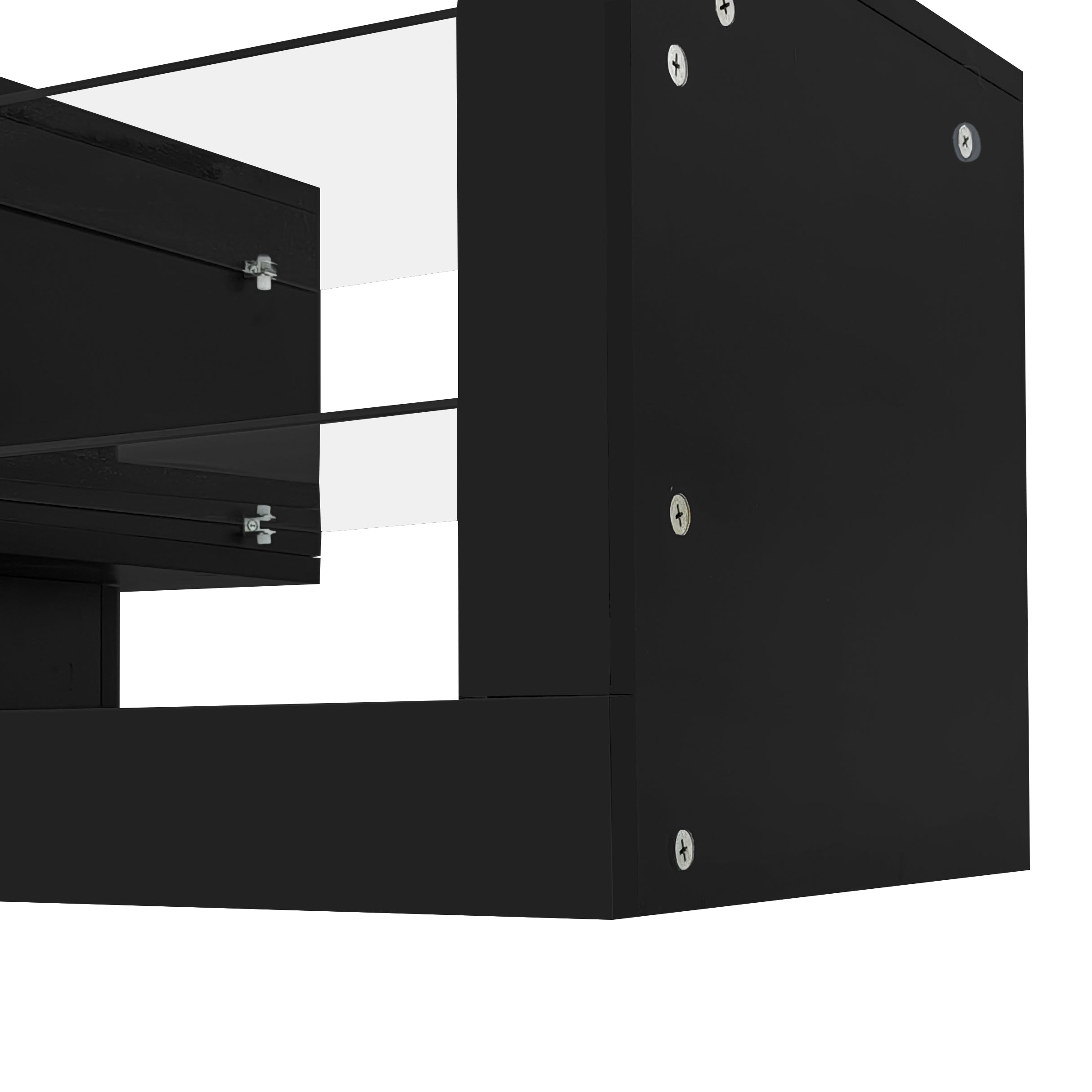 Logidon TV wall cabinet set black high gloss with LED lighting 181cm