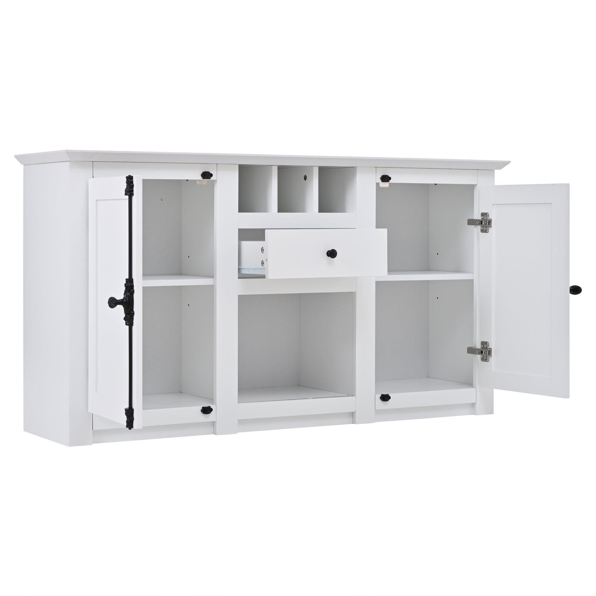 Logidon dressoir 130x35x70 cm wit 2 deuren, 1 lade, 3 wijnvakken
