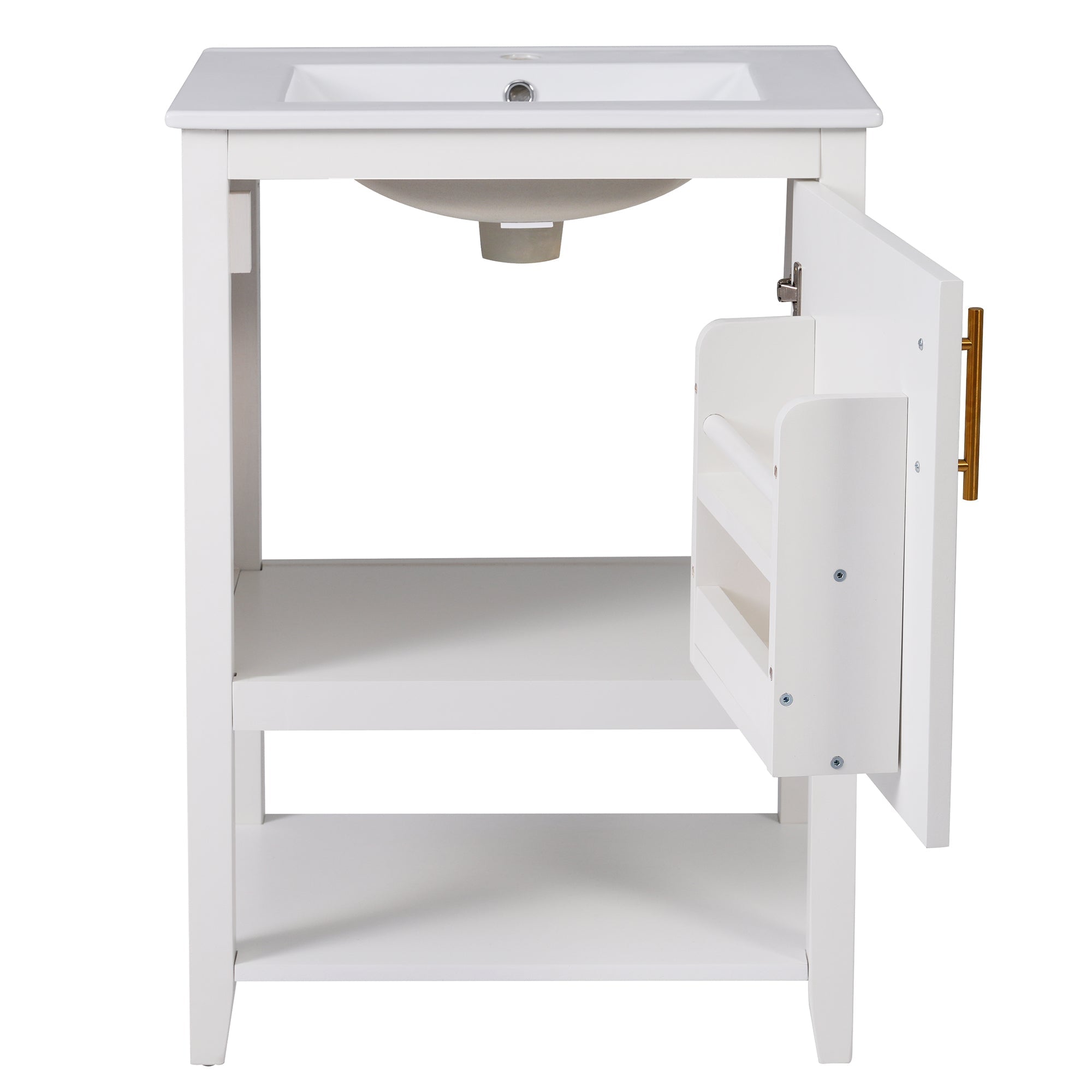 Logidon badkamermeubel 60 cm onderkast keramiek wastafel wit