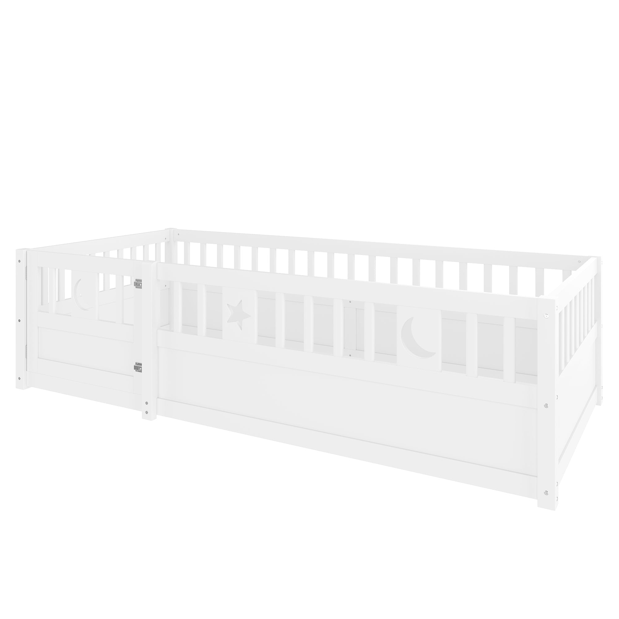 Logidon paneelbed 90x190 cm wit met raster ster maan decor