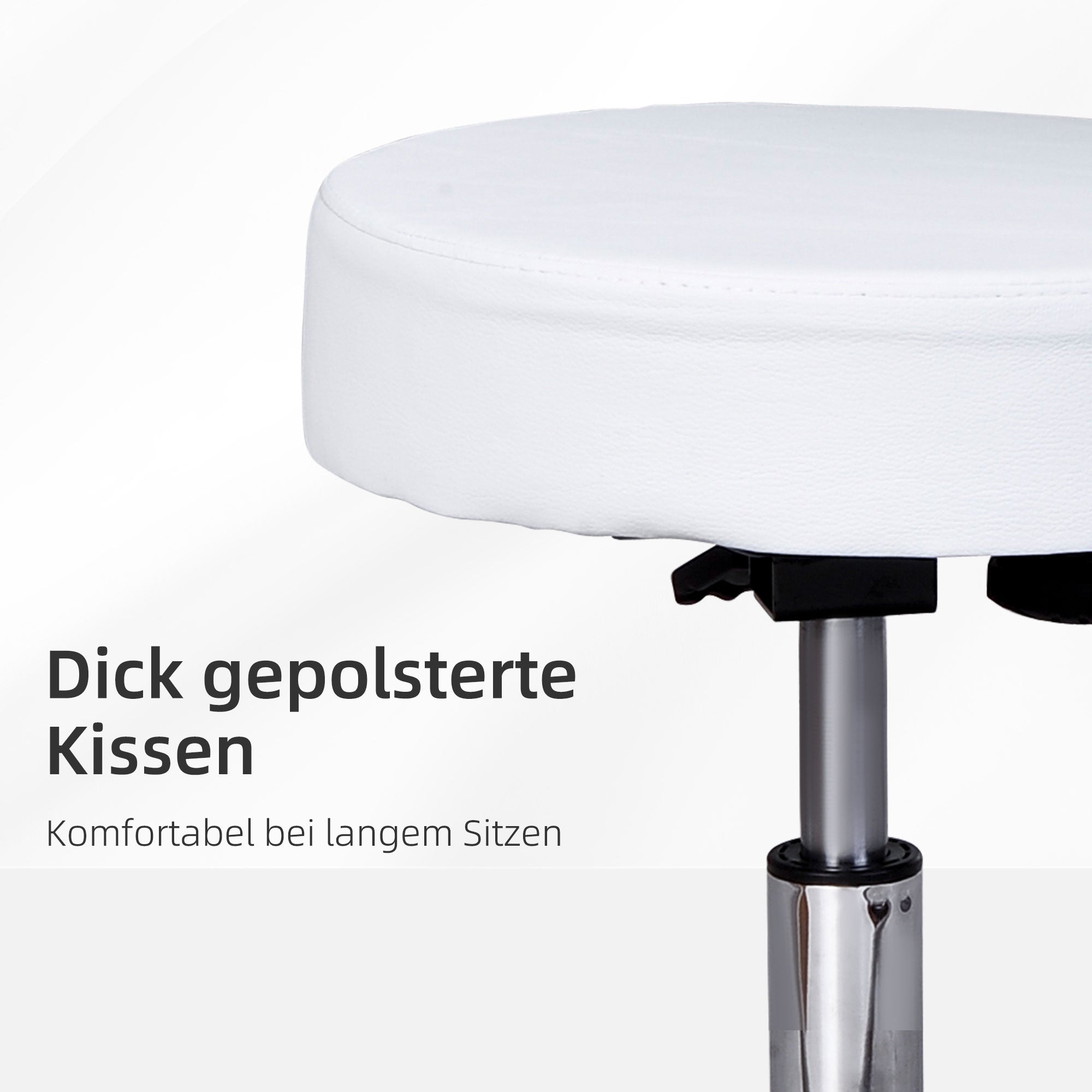 Logidon Werkkruk Wit In hoogte verstelbare rolkruk met rugleuning