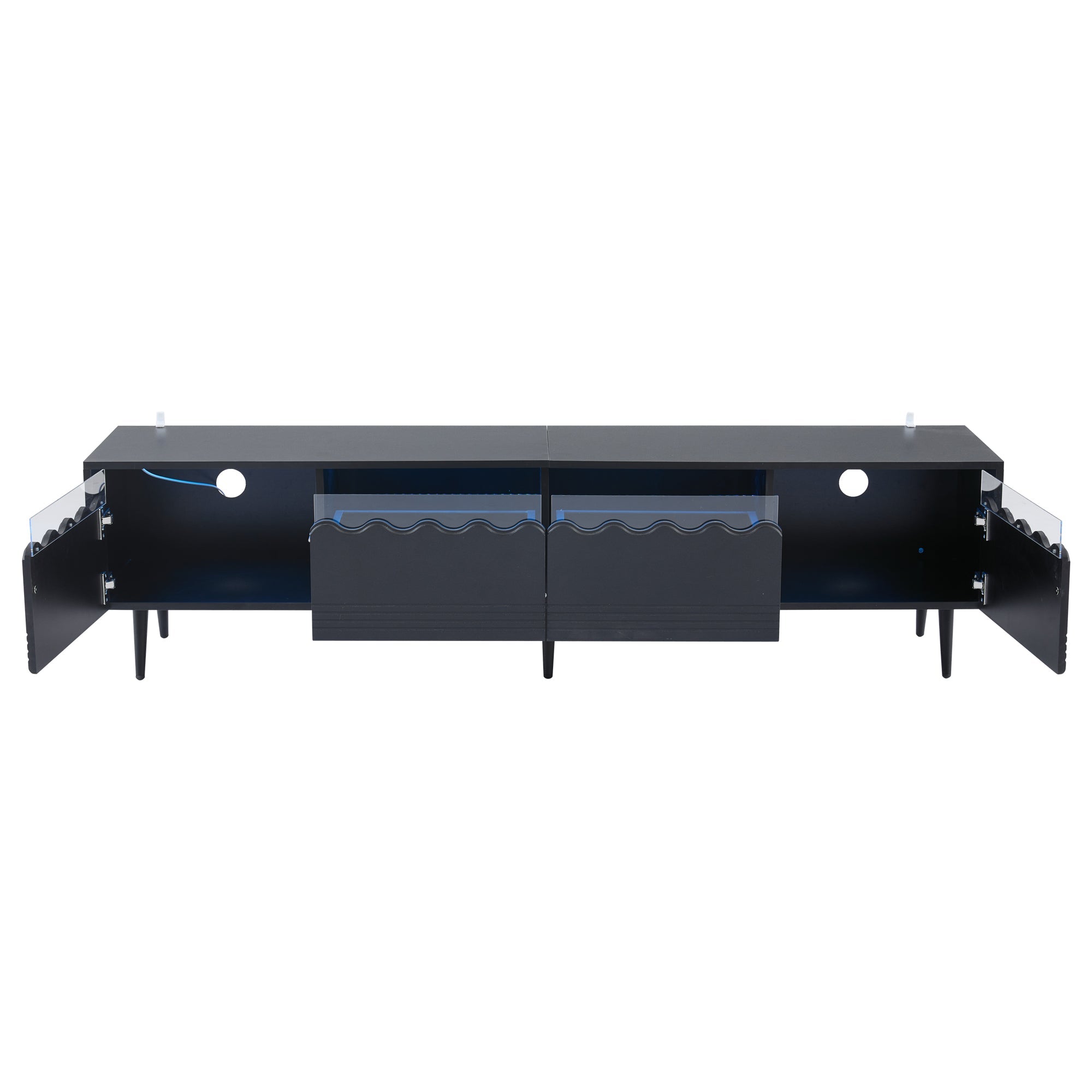 Logidon 176x38x45 cm zwart TV-lowboard met LED-verlichting