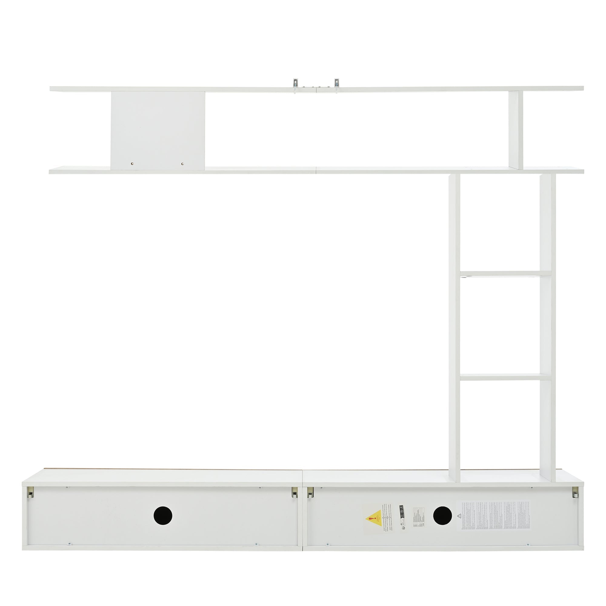 Logidon TV wandmeubel 180 cm wit houtlook met vitrinekasten