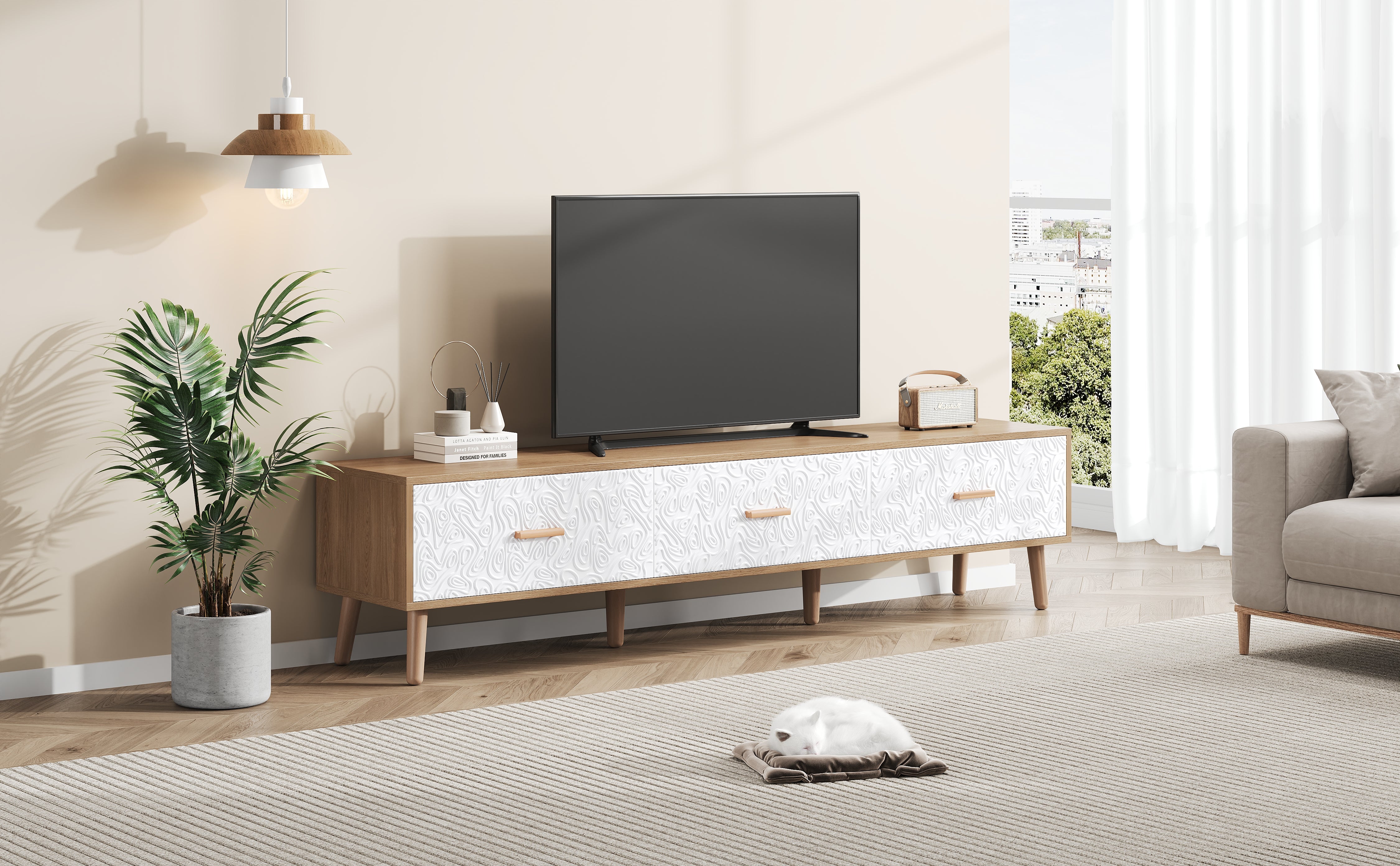Logidon TV Laag Paneel Vintage Hout Wit Deurpaneel 150x39x35 cm