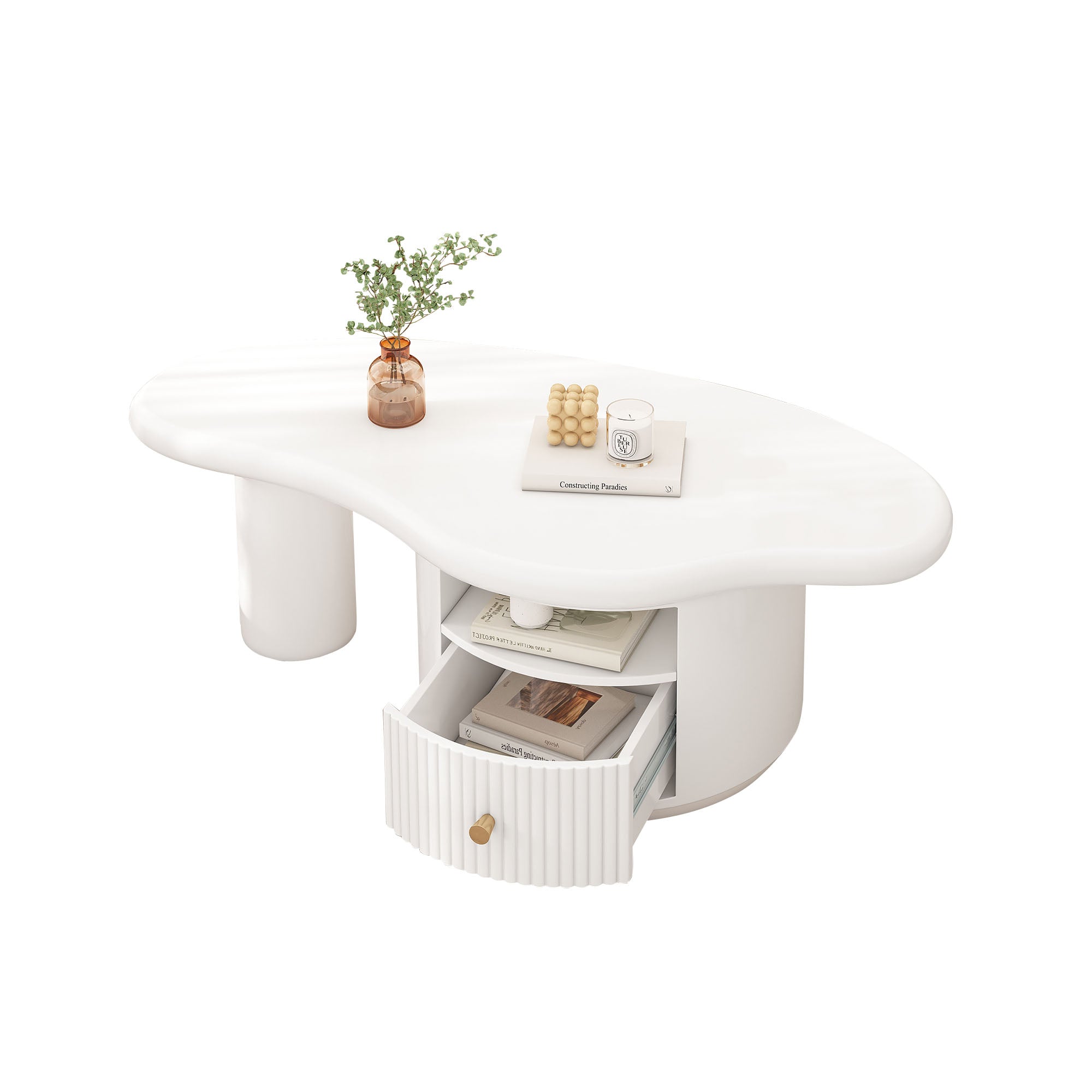 Logidon onregelmatige salontafel in wolkvorm 110x60cm wit