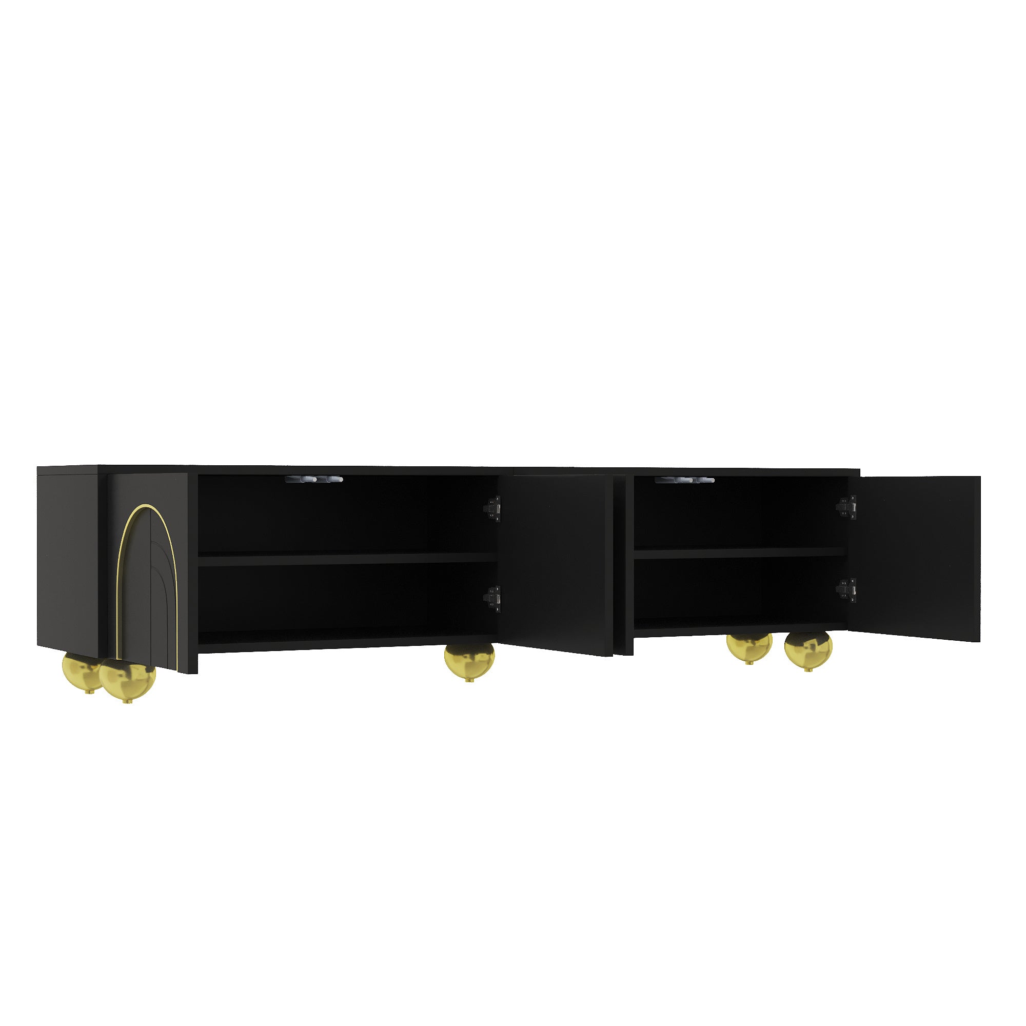 Logidon TV-meubel zwart met gouden accenten en push-to-open 170 cm