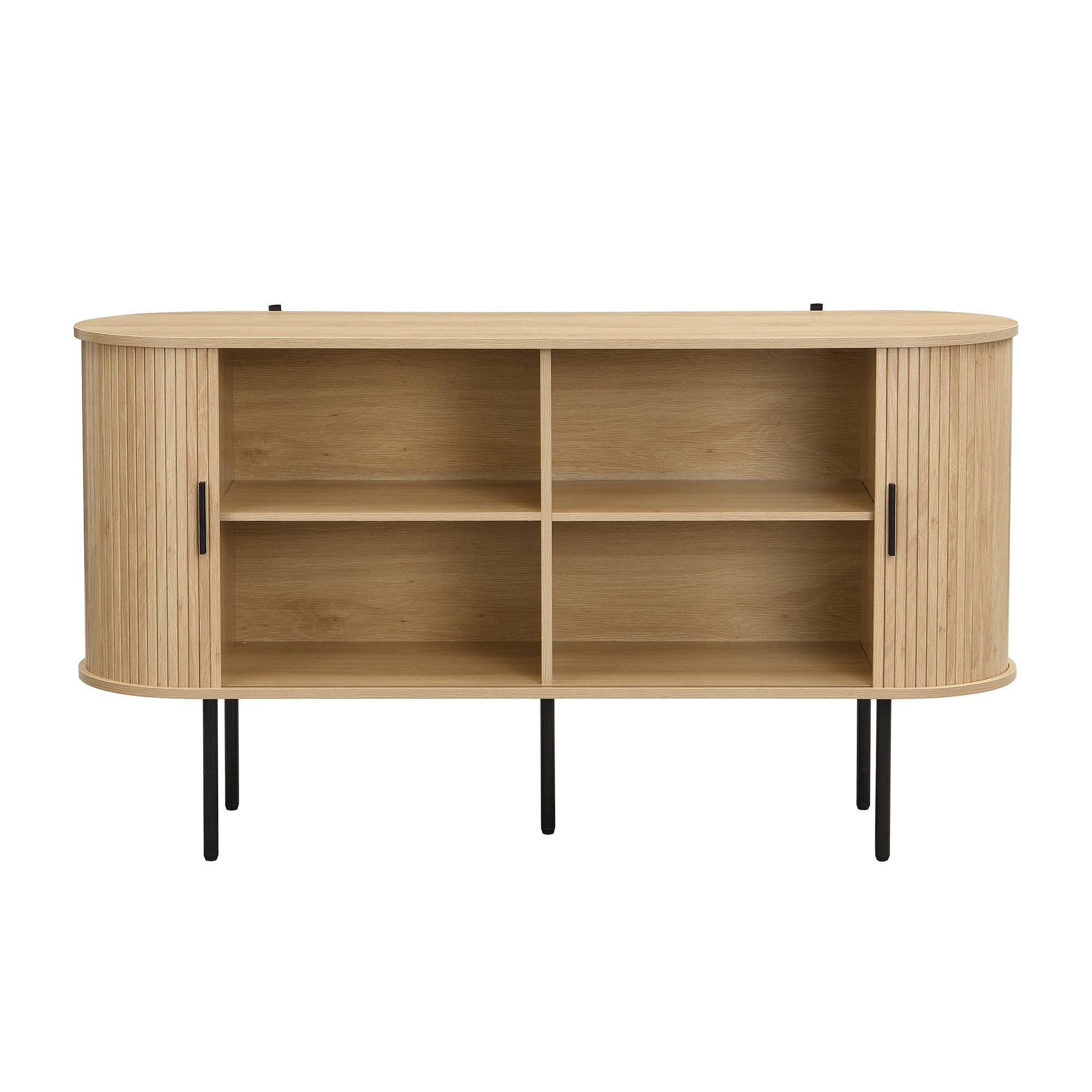 Logidon Modern MDF dressoir met rolluikdeuren en aluminium handgrepen