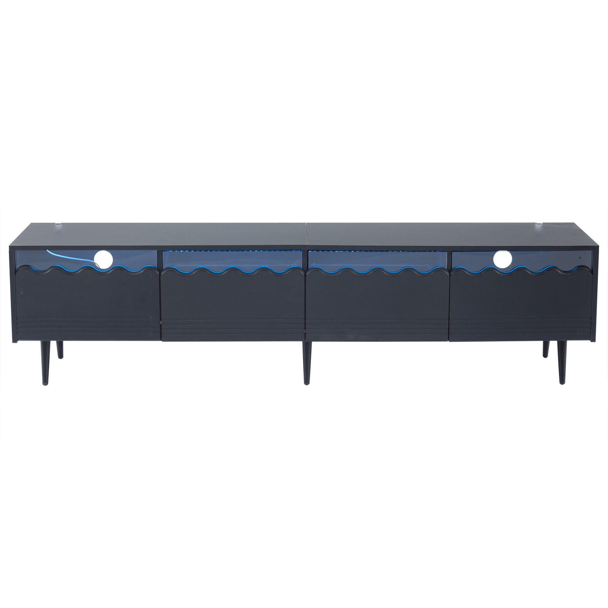 Logidon 176x38x45 cm zwart TV-lowboard met LED-verlichting