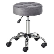 Logidon Verstelbare Salonkruk Grijs Velvet Touch Wielen Chrome Onderstel