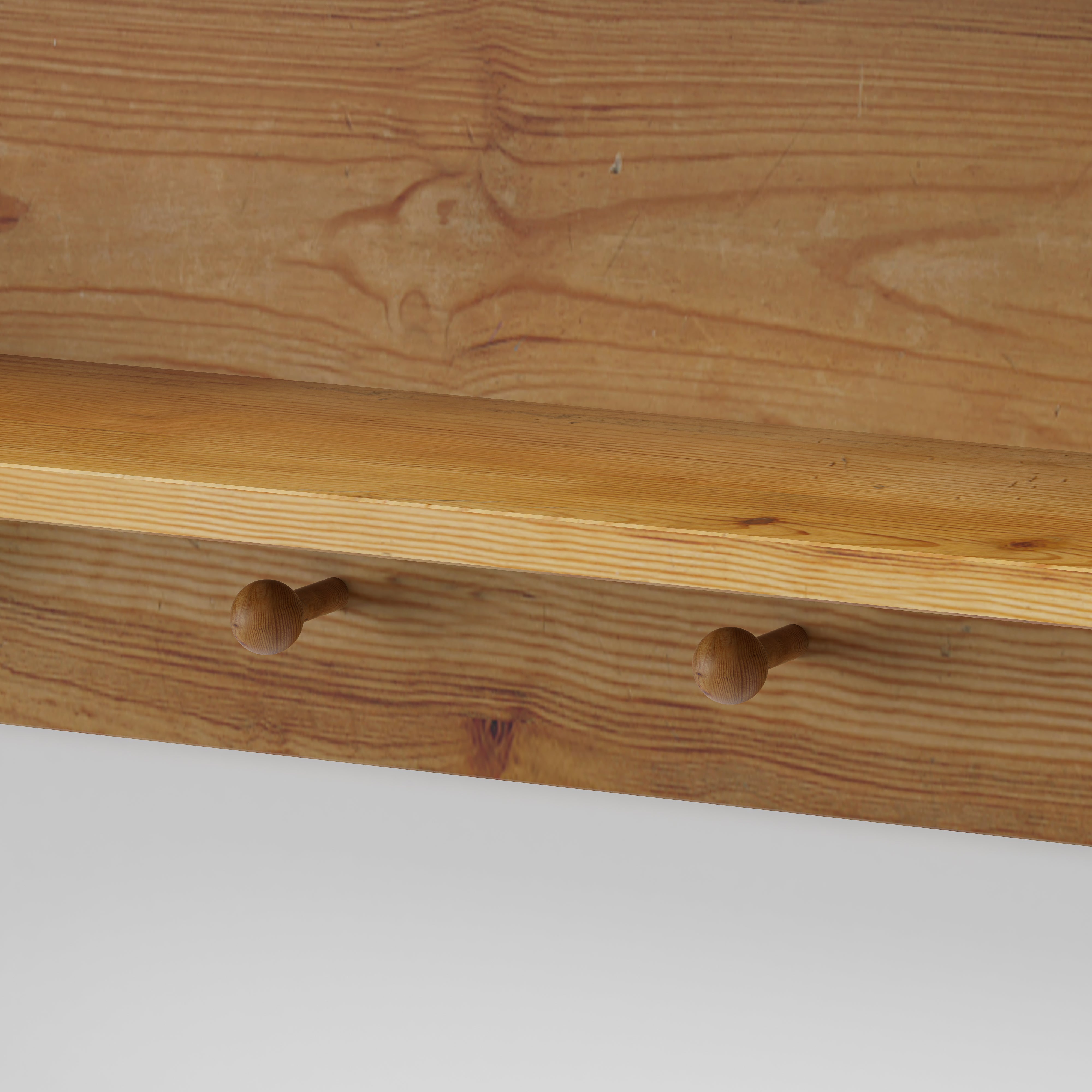 Logidon Retro wanddoos 100cm 4 deuren 2 niveaus open haken naturel hout