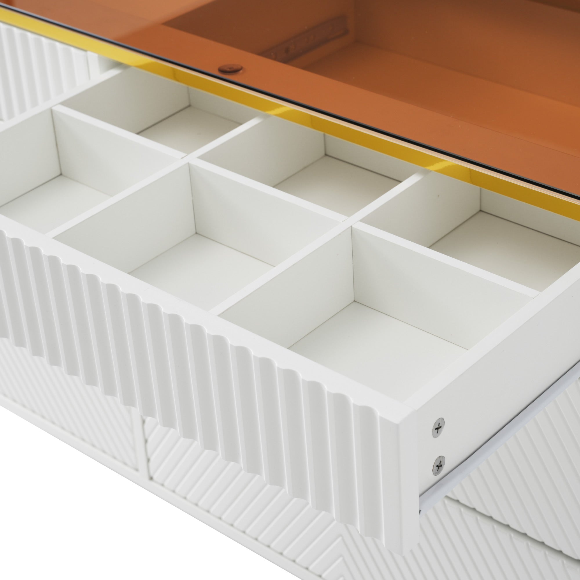 Logidon ladekast amber glazen dressoir 6 lades 120x40x76 wit