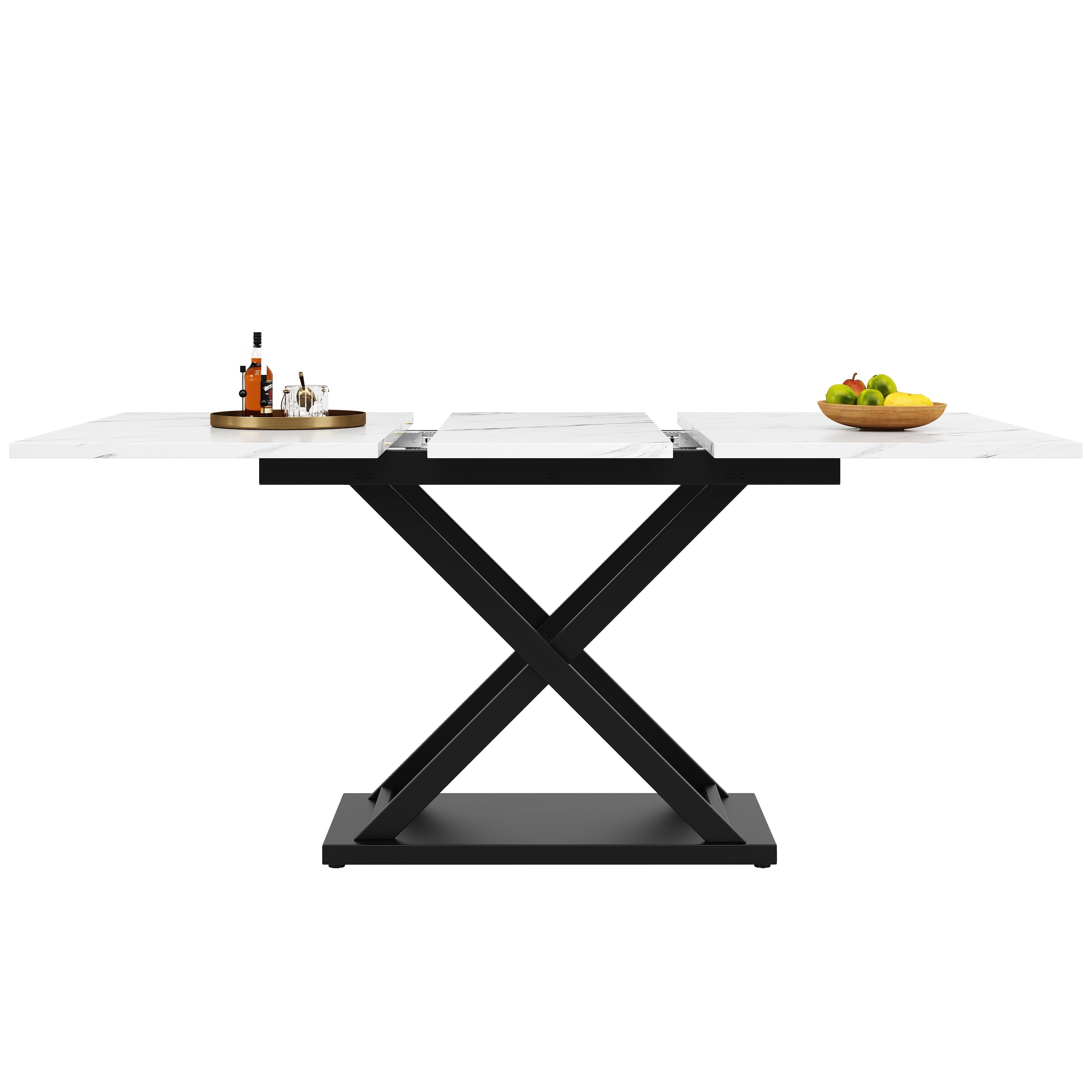 Logidon uitschuifbare eettafel 120-160 x 80 cm wit marmerlook