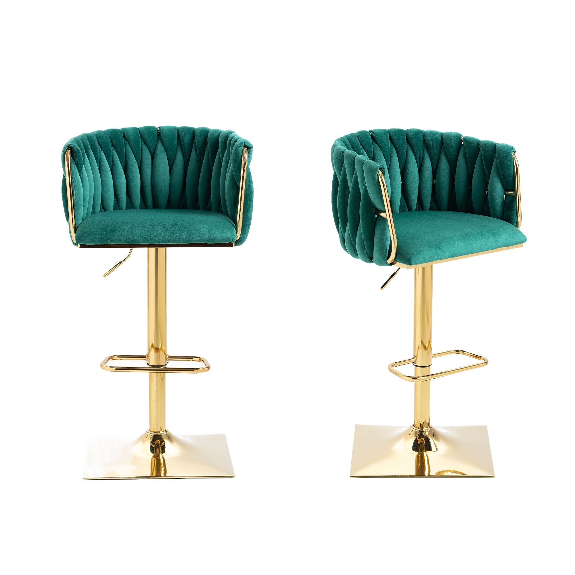 Logidon Vintage Barkruk Emerald Velvet Back Footrest Counter Height