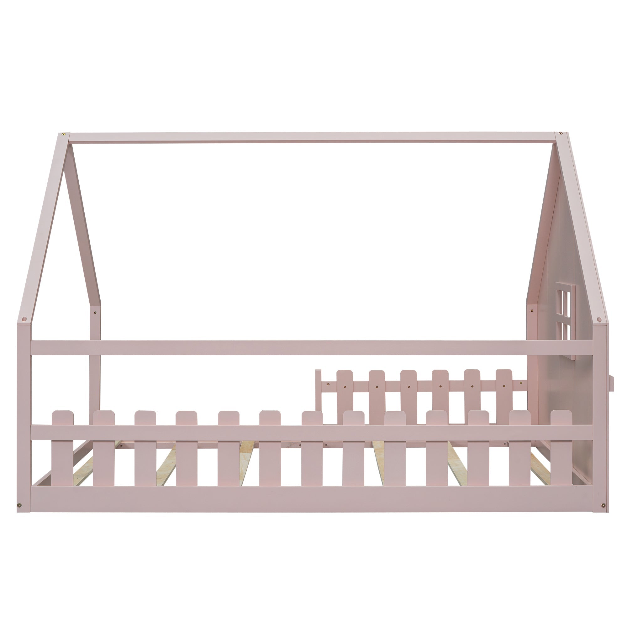 Logidon vlakbed 140x200 cm roze kinderbed met railing