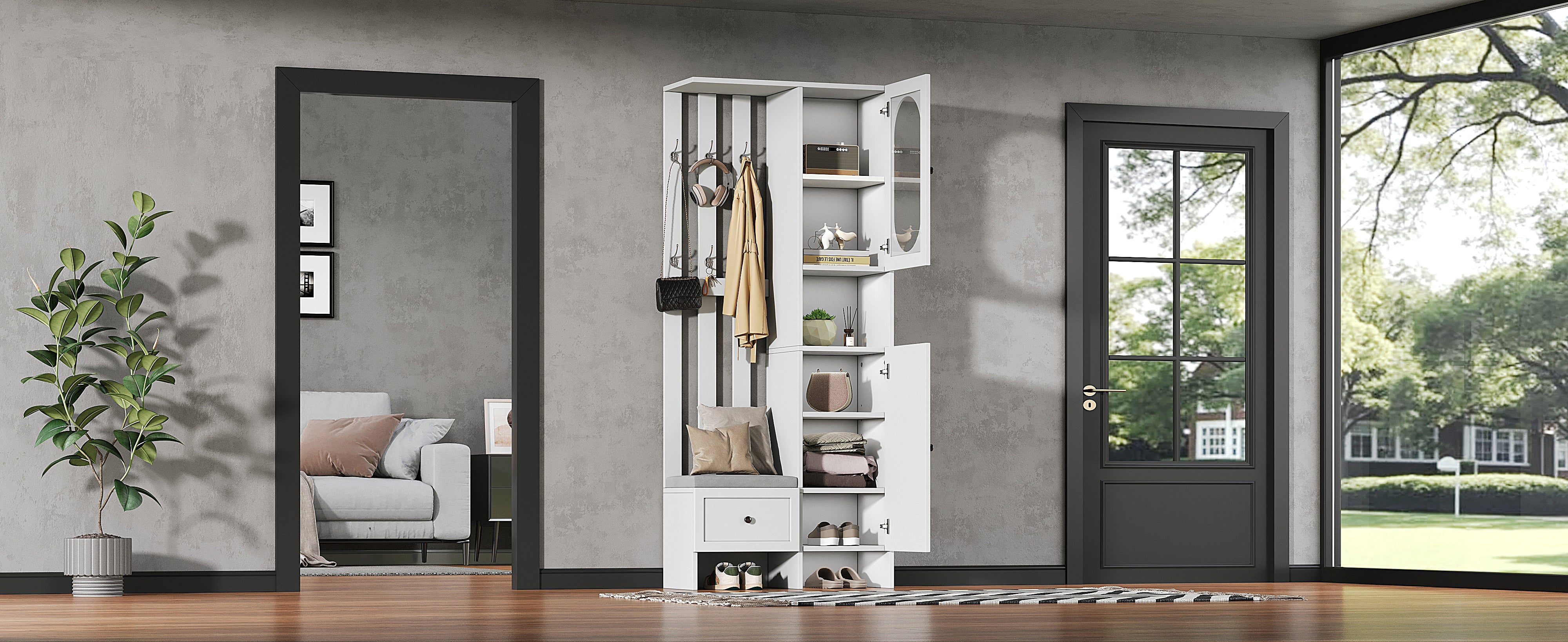 Logidon compacte kledingkast 85x33,5x200 cm wit 2 kasten