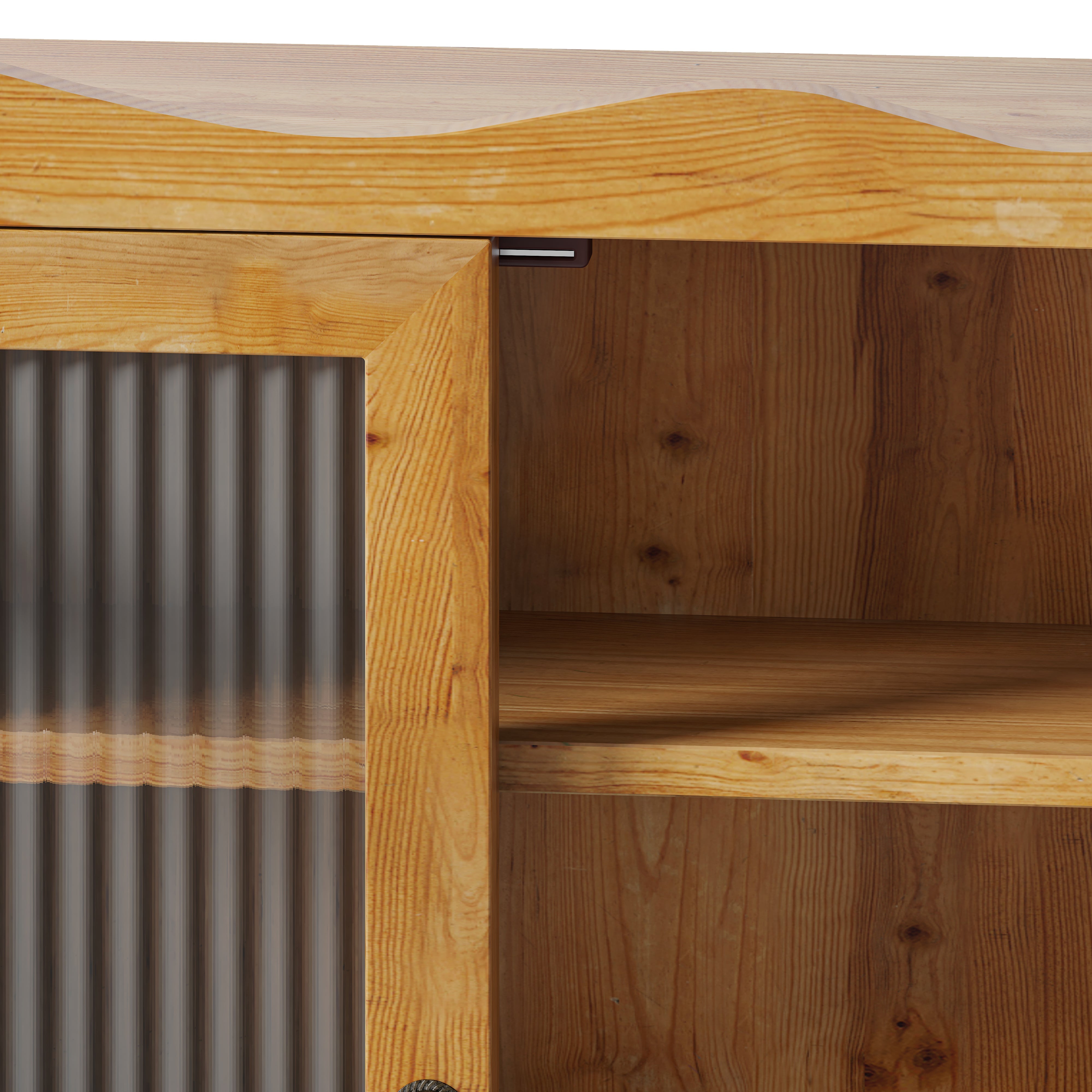 Logidon Retro wanddoos 100cm 4 deuren 2 niveaus open haken naturel hout