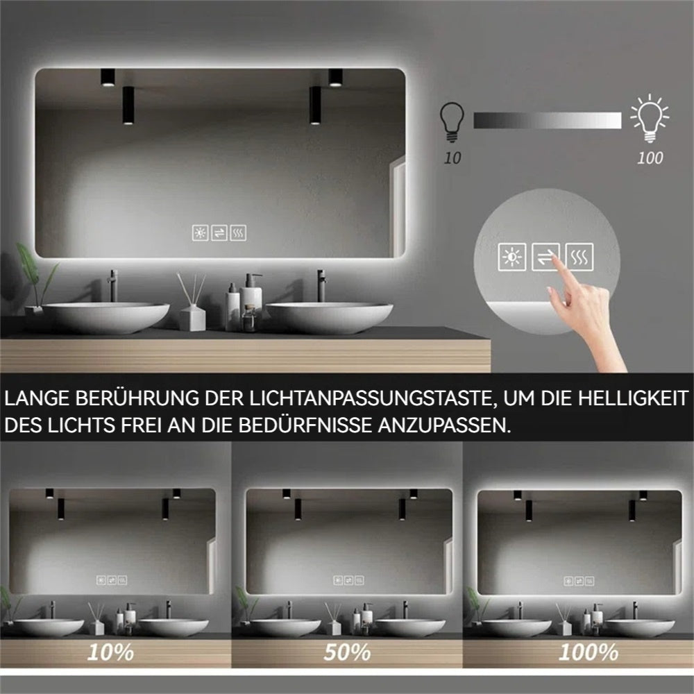 Logidon LED badkamerspiegel zilver 100x60 CM dimbaar 3 lichtkleuren