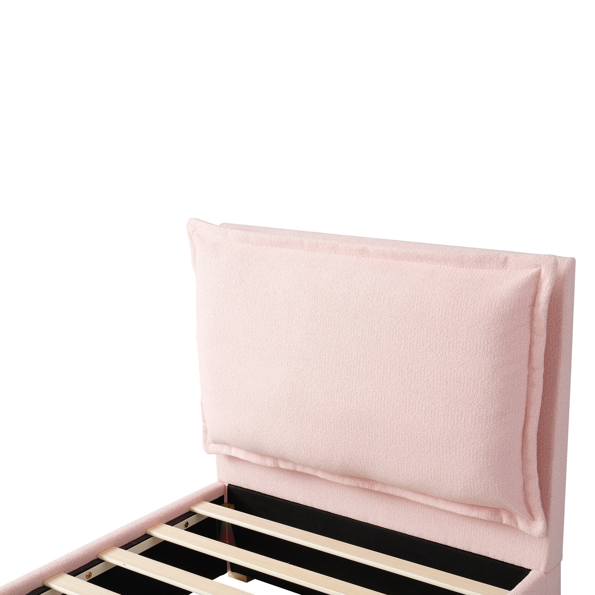 Logidon gestoffeerd bed 90x200 roze chenille met opbergruimte en lattenbodem