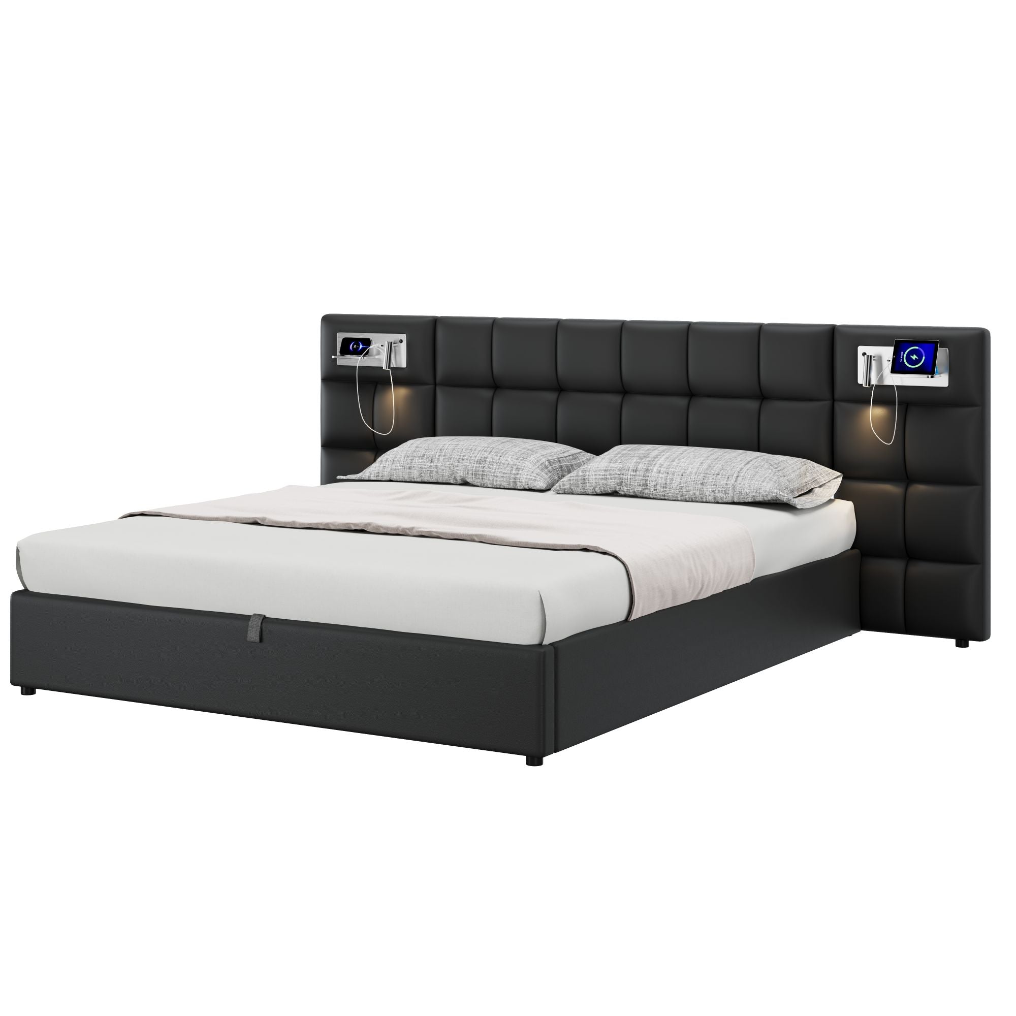 Logidon gestoffeerd bed 180 x 200 cm met USB poort en draadloos opladen
