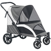 Logidon dog stroller foldable up to 30 kg dark gray cushion mesh window