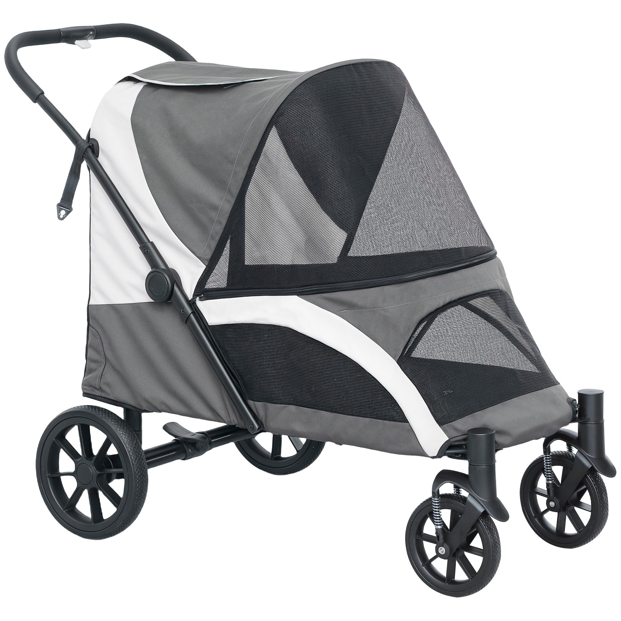 Logidon hondenbuggy opvouwbaar tot 30 kg donkergrijs kussen mesh venster