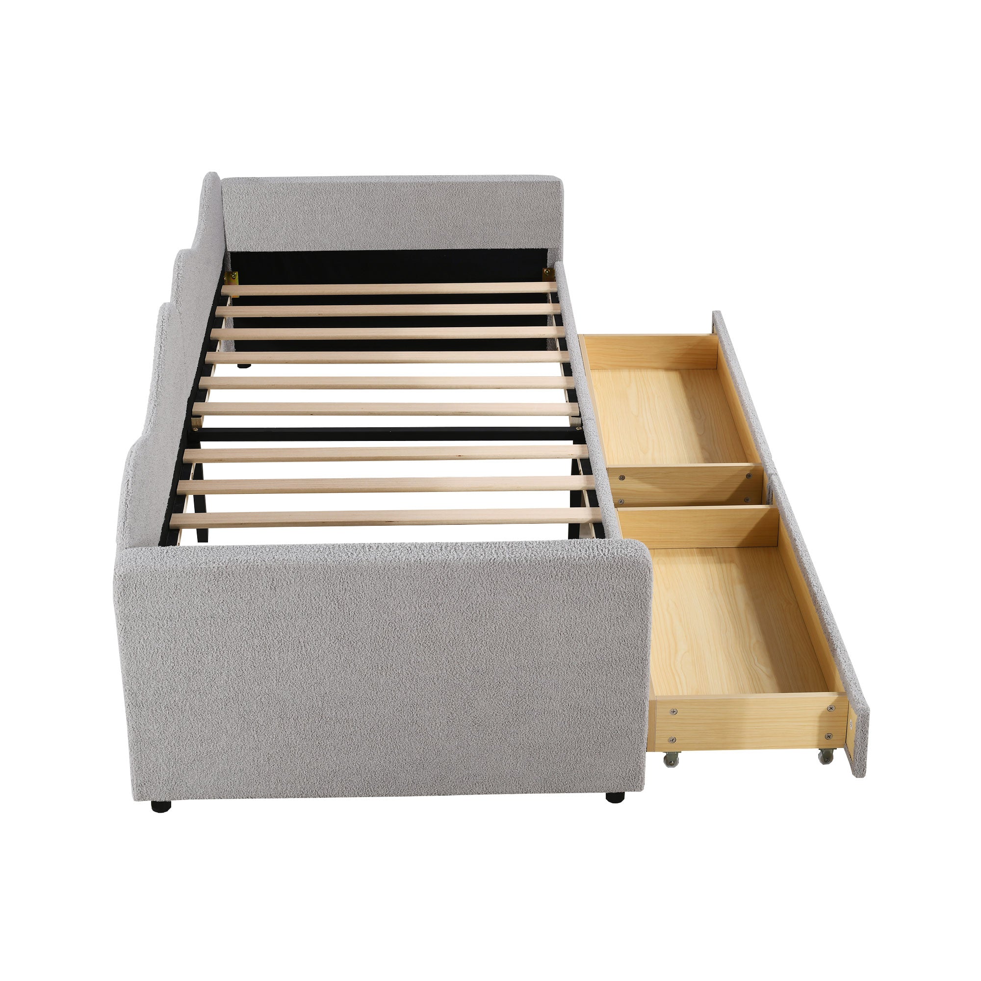 Logidon gestoffeerd bed 90x200 grijze slaapbank met 2 lades