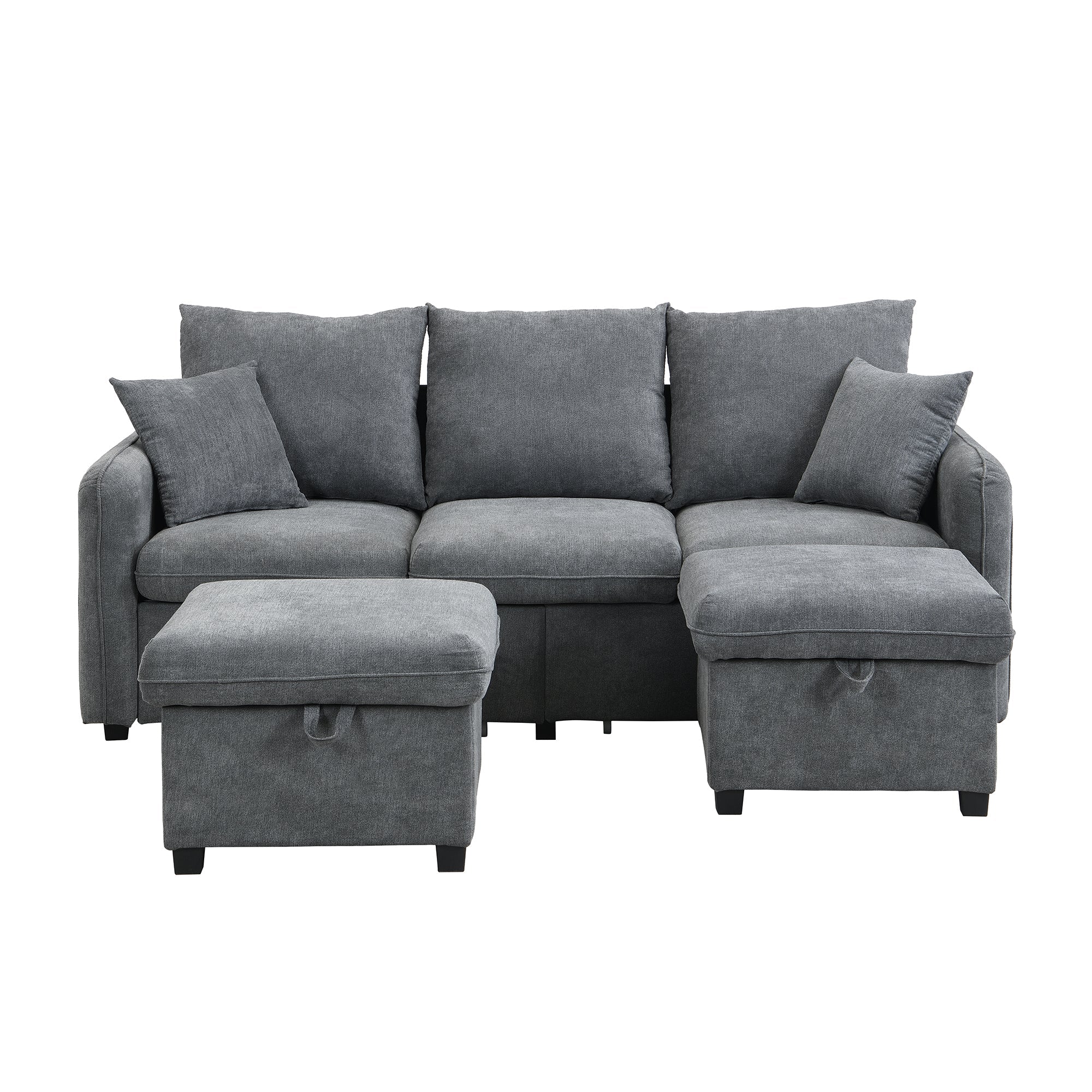 Logidon hoekbank U-vorm 3-zits grijs chenille en slaapfunctie