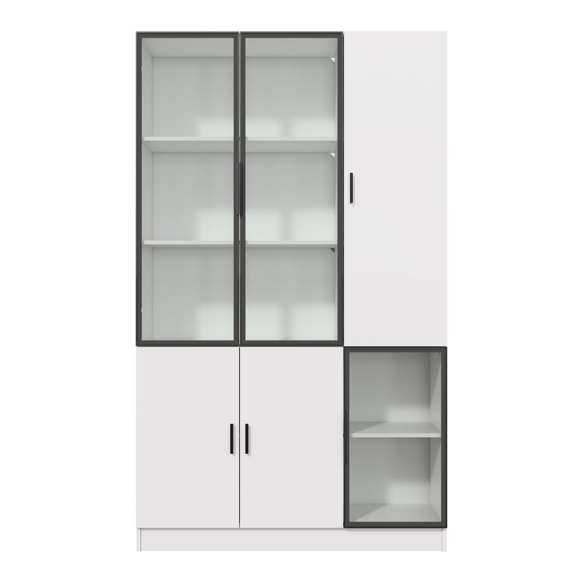 Logidon vitrinekast 120x35x200 cm wit met glazen deuren LED