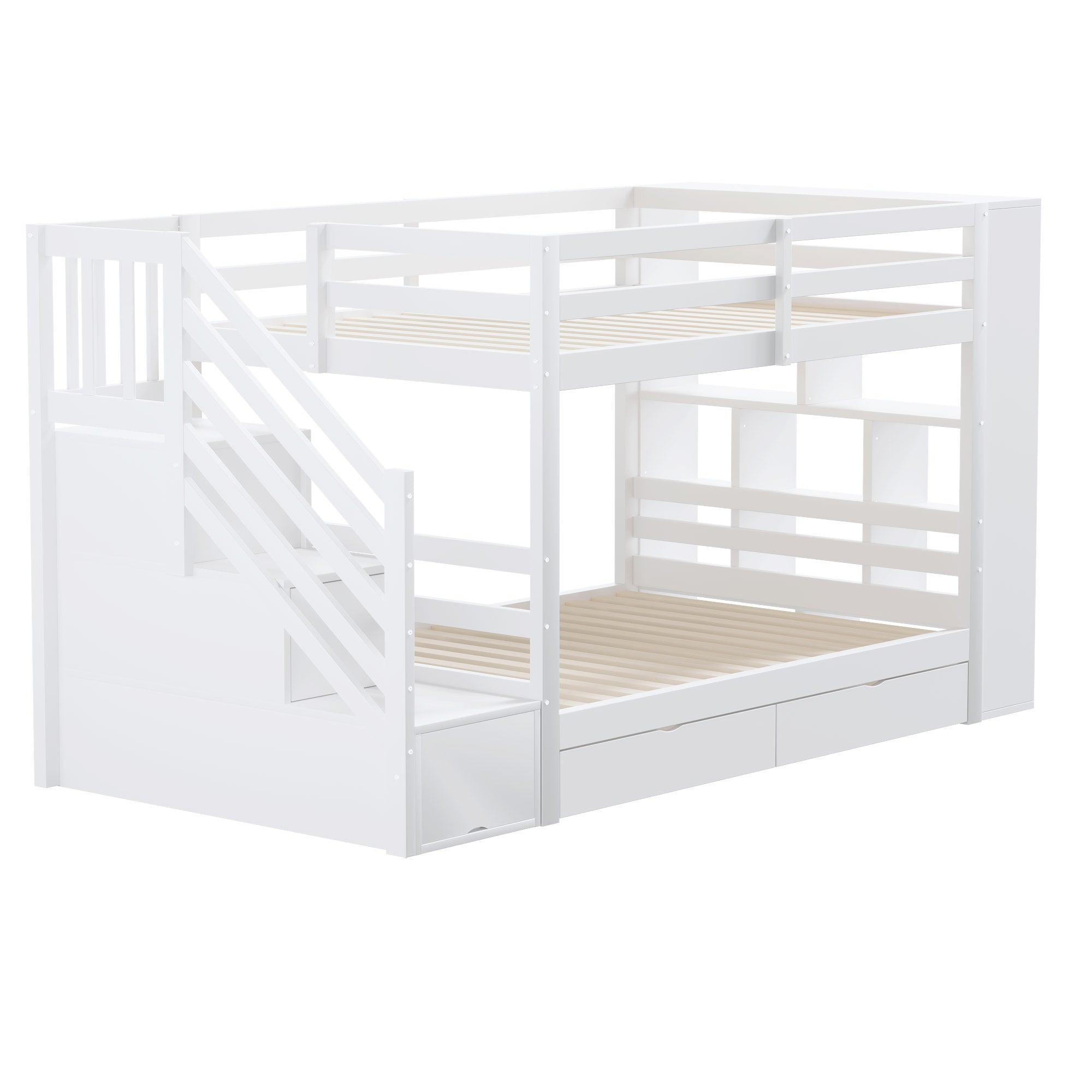 Logidon stapelbed 90x200 cm met veiligheidstrap en opbergruimte wit