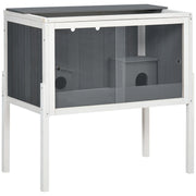 Logidon Houten Hamsterkooi 82x45x81 cm Grijs 2 Hutten