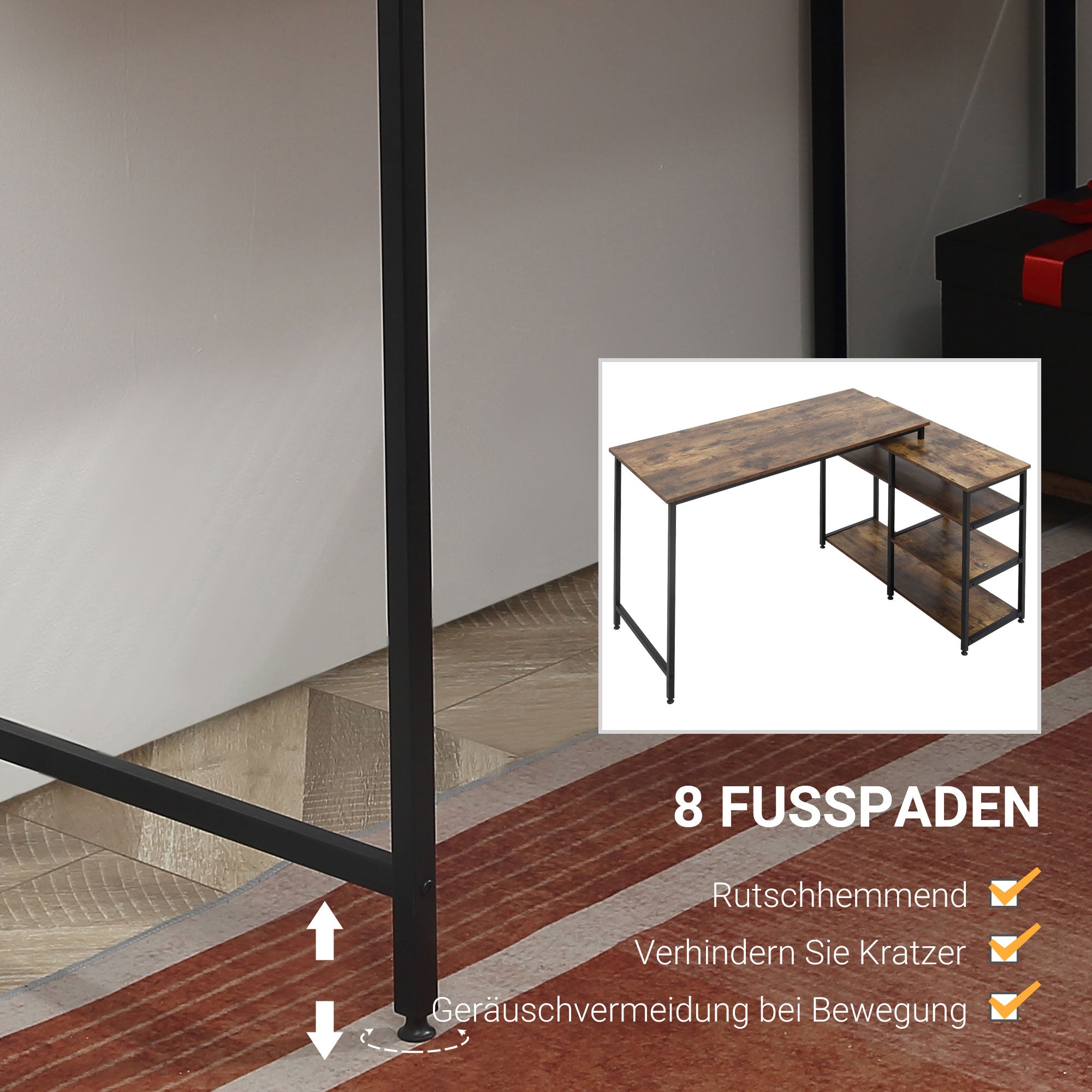 Logidon Hoekbureau L-vorm PC-tafel 135x90x79 cm Rustiek Bruin