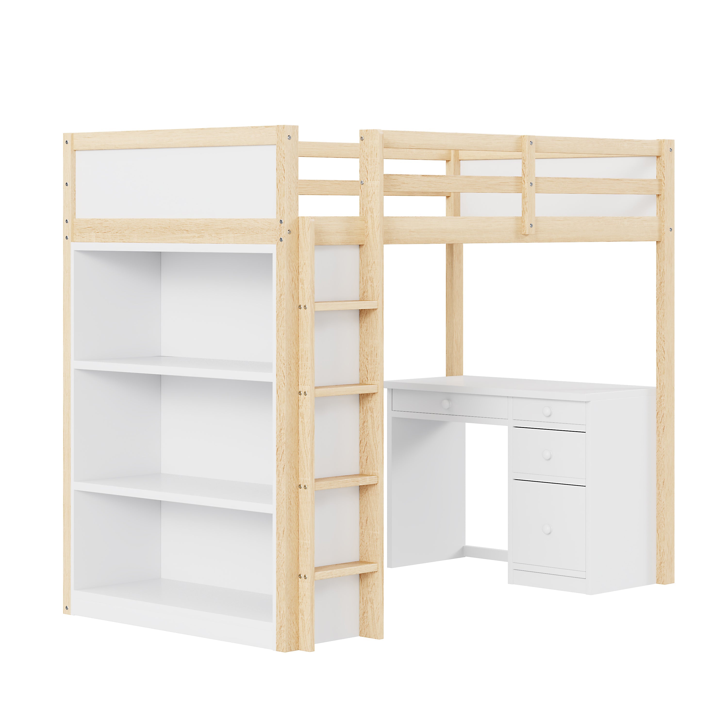 Logidon hoogslaper 90x200 cm met opbergruimte en computertafel wit