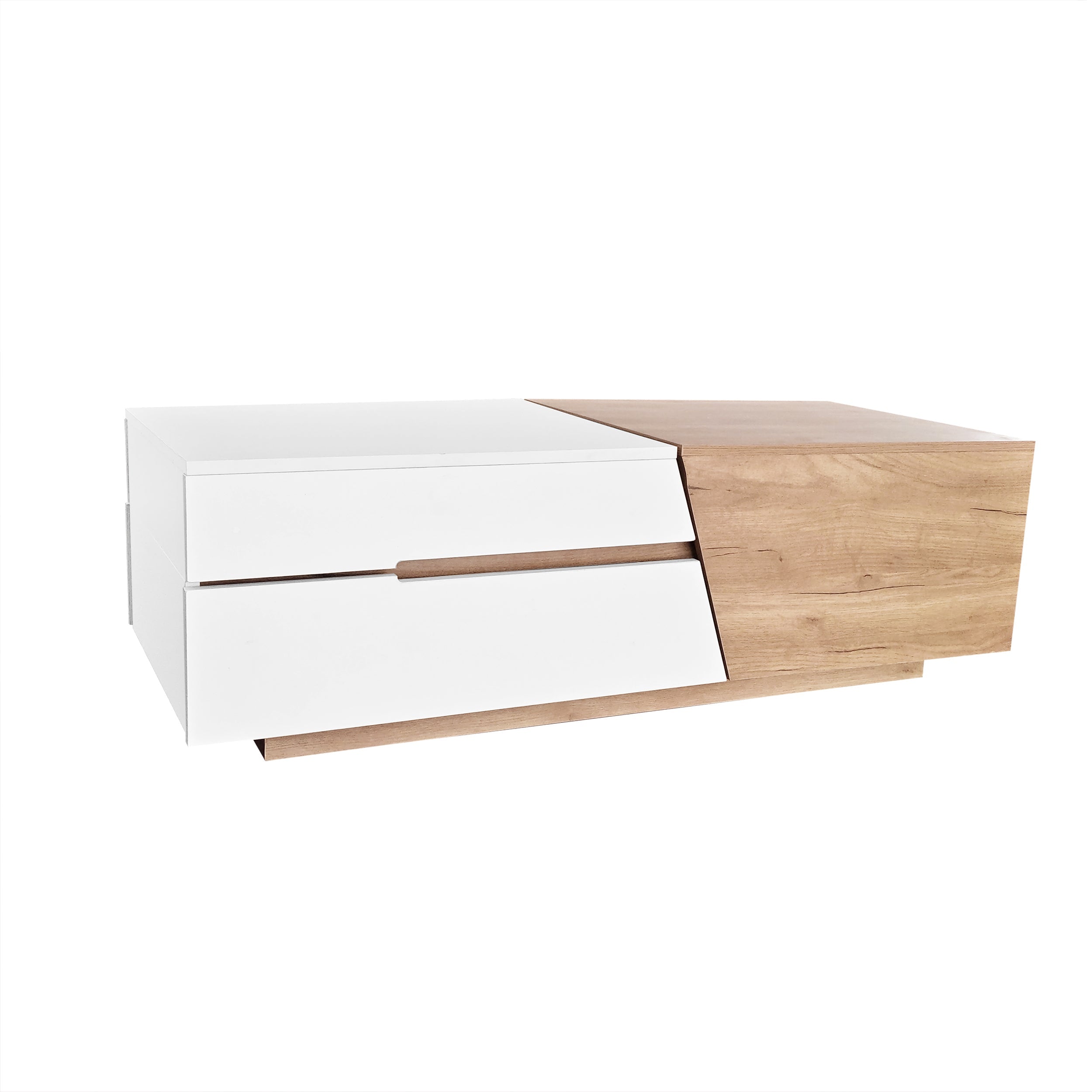 Logidon Uitschuifbare salontafel 120x50 natuurlijke lades kleurblokstructuur