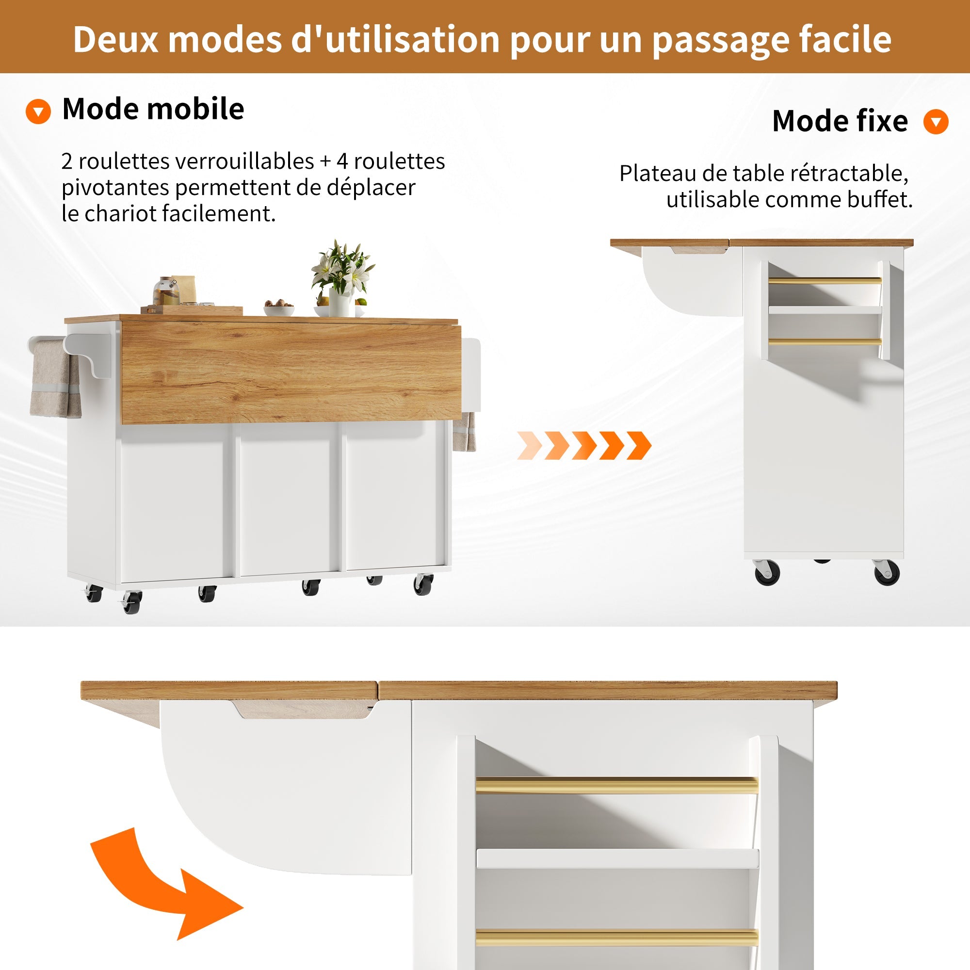 Logidon Kitchen Island Extendable with Wheels White 146x70x90 cm