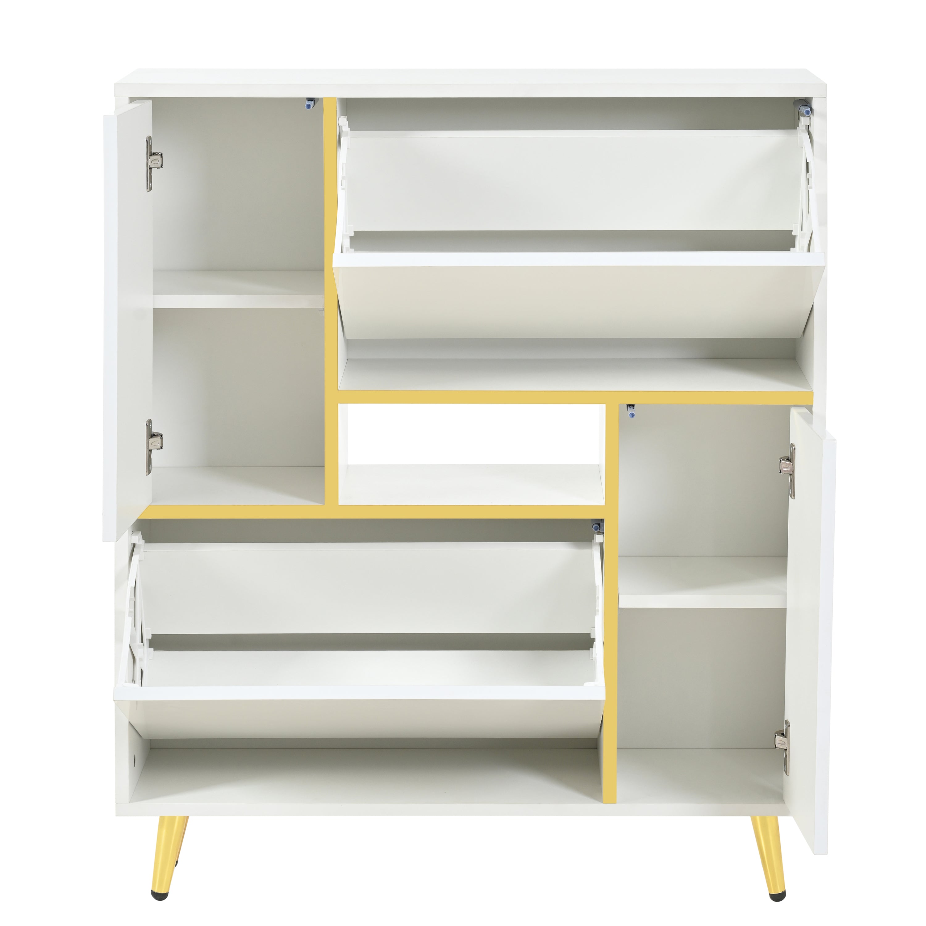 Logidon Moderne Schoenenkast Wit met Hoogglans Front en LED Licht 80x25x96 Cm