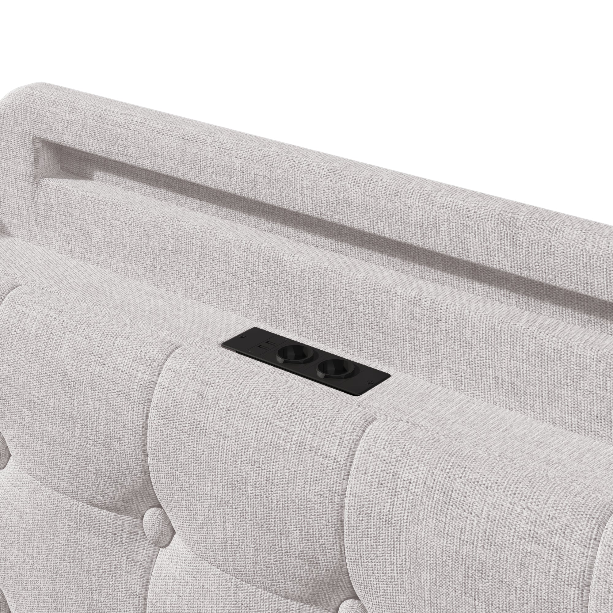 Logidon gestoffeerd bed 140x200 beige met LED lichtstrip en opbergruimte