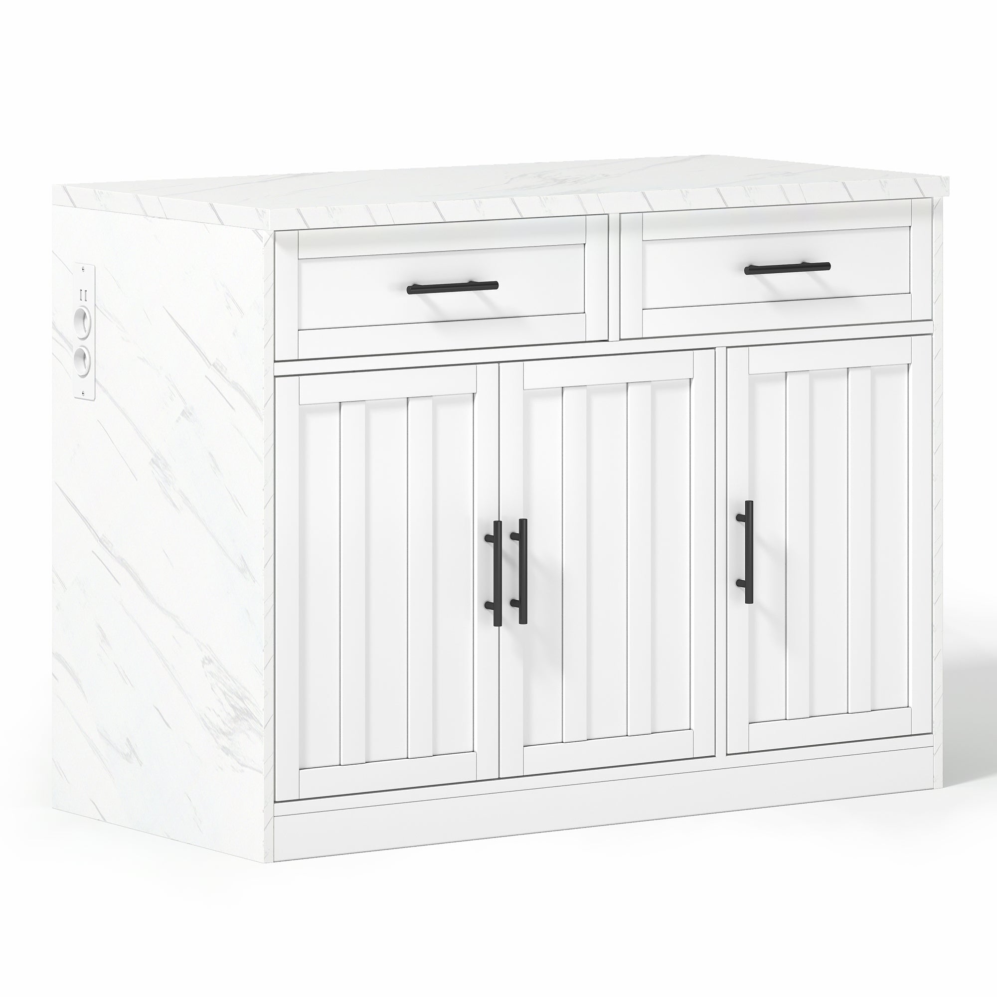 Logidon keukeneiland 120x60x91 cm met USB-aansluitingen wit