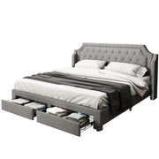 Logidon gestoffeerd bed 180x200 grijs met LED-verlichting en lades