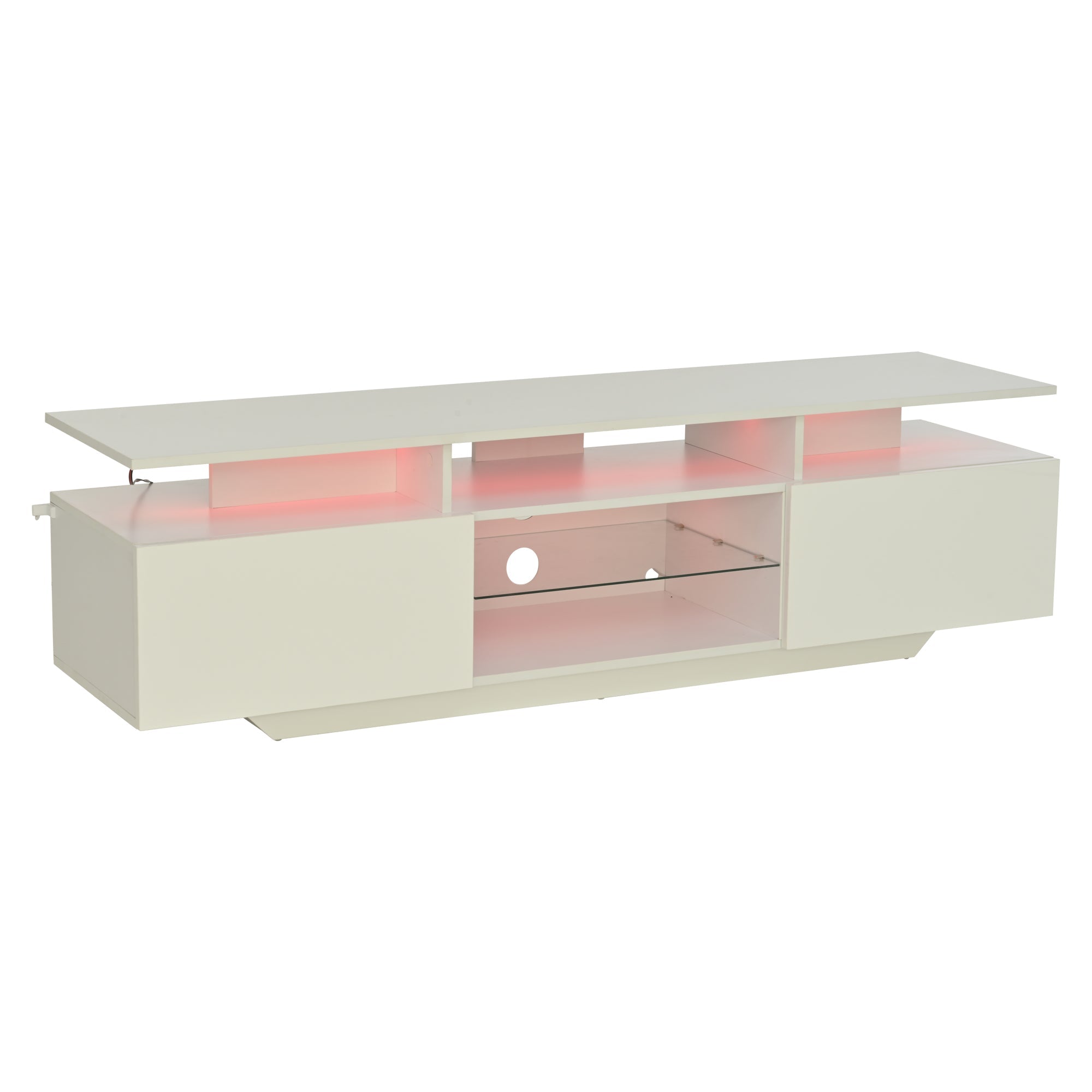 Logidon TV-meubel hoogglans wit 160 x 40 x 45 cm met LED lichtstrip glasplanken