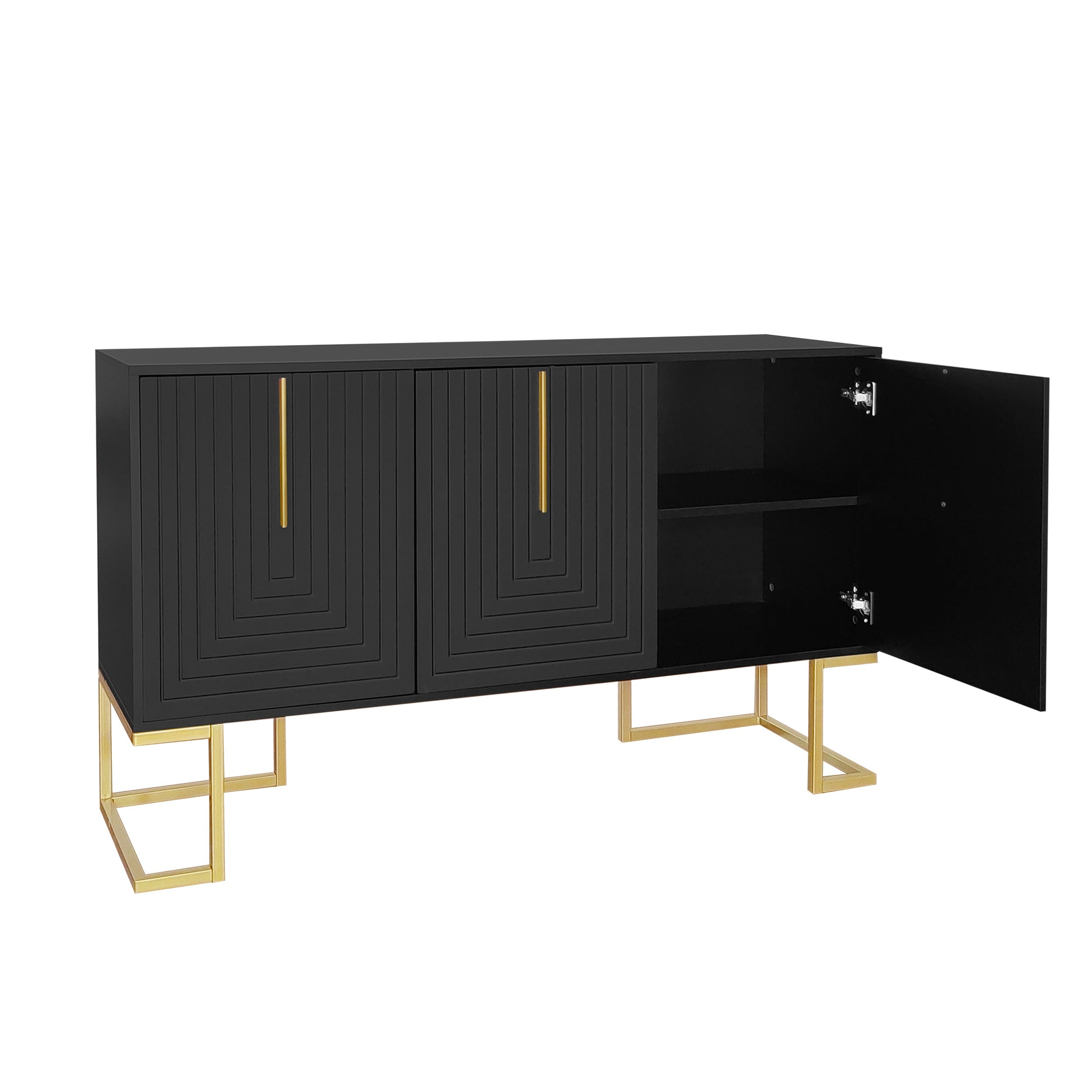 Logidon Dressoir 3 Deurs Zwart Met Verstelbare Planken