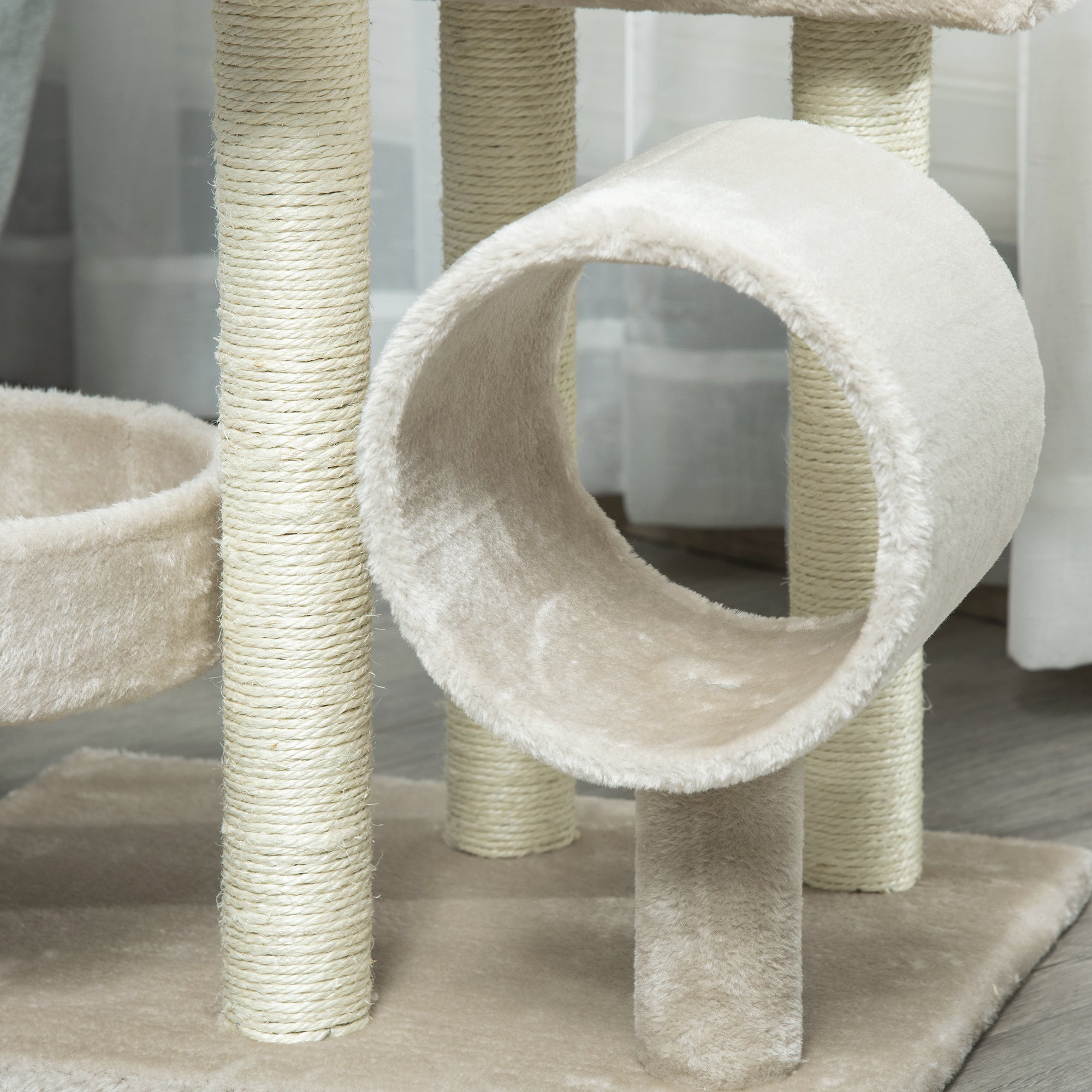 Logidon Cat Scratching Post Beige Climbing Paradise With Tunnel 105 cm